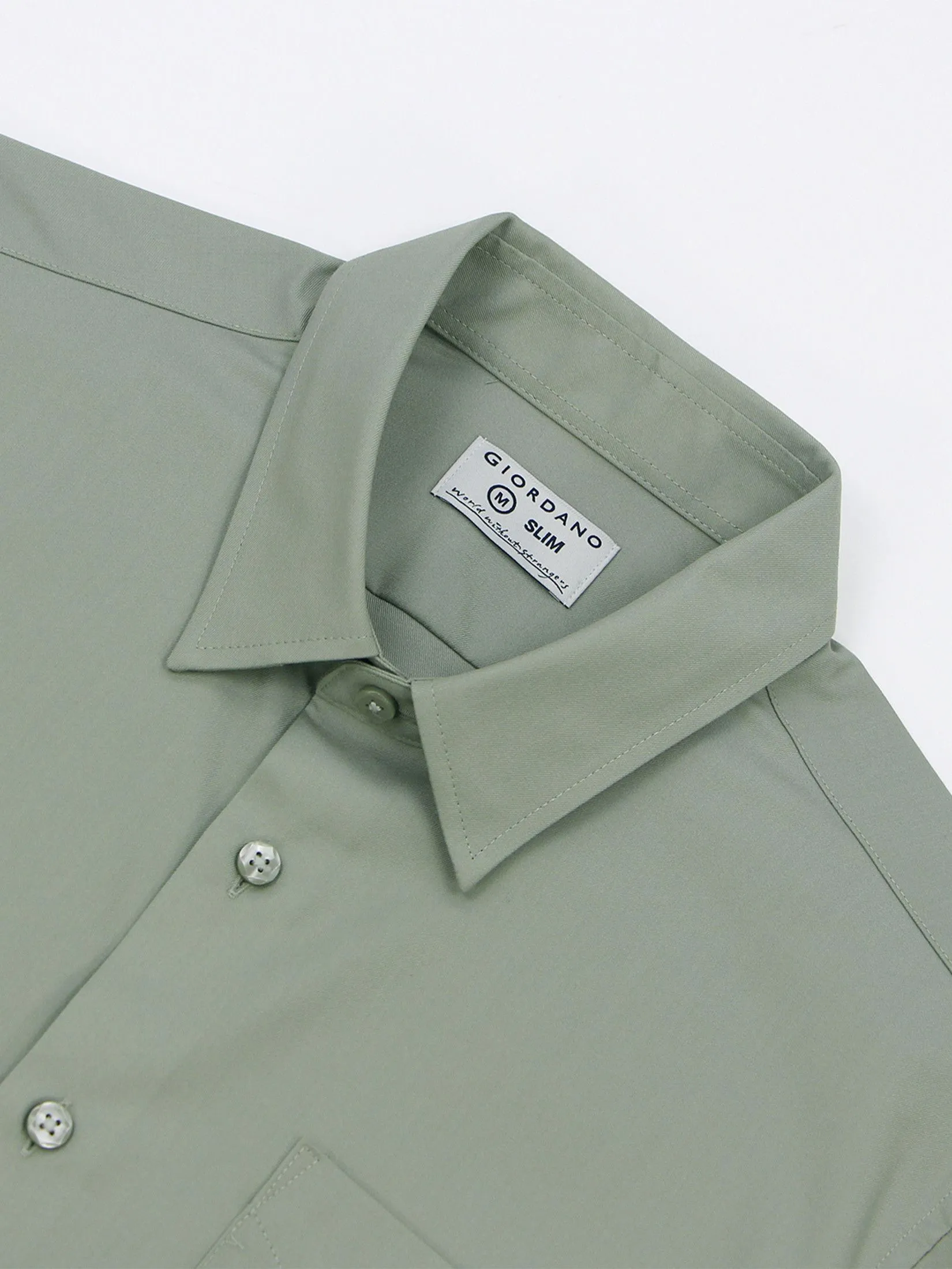 GIORDANO Men's Slim Pocket Easy Care Shirt Field Green
