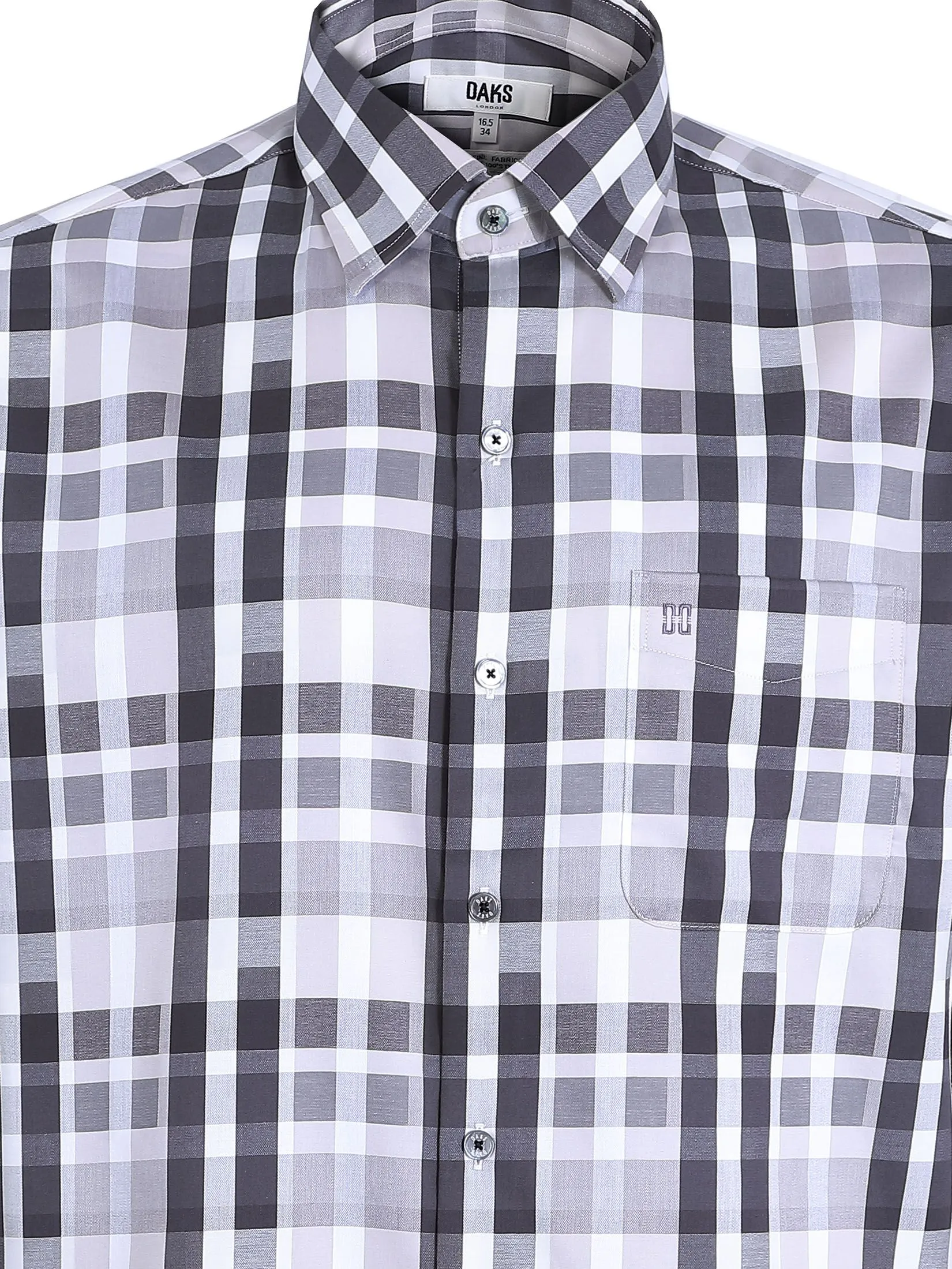 DAKS Men Long Sleeve Shirt Regular Fit Grey