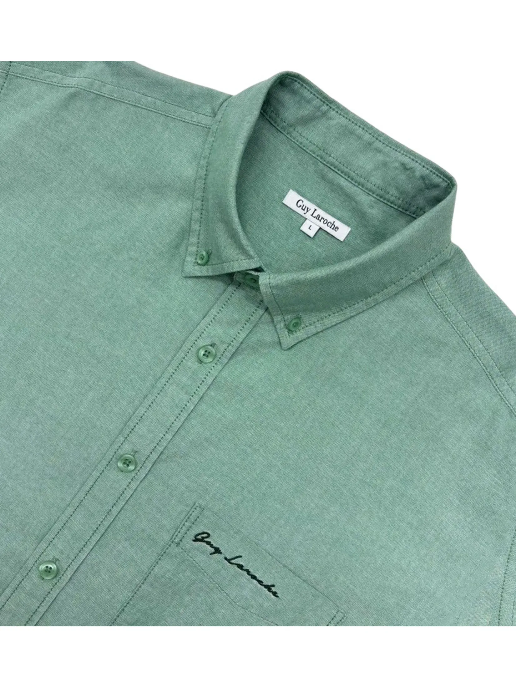 GUY LAROCHE MENWEAR Men s Shirt Long-Sleeve 100% Cotton Shirt, Regular Fit, Green BAC6100S5GR