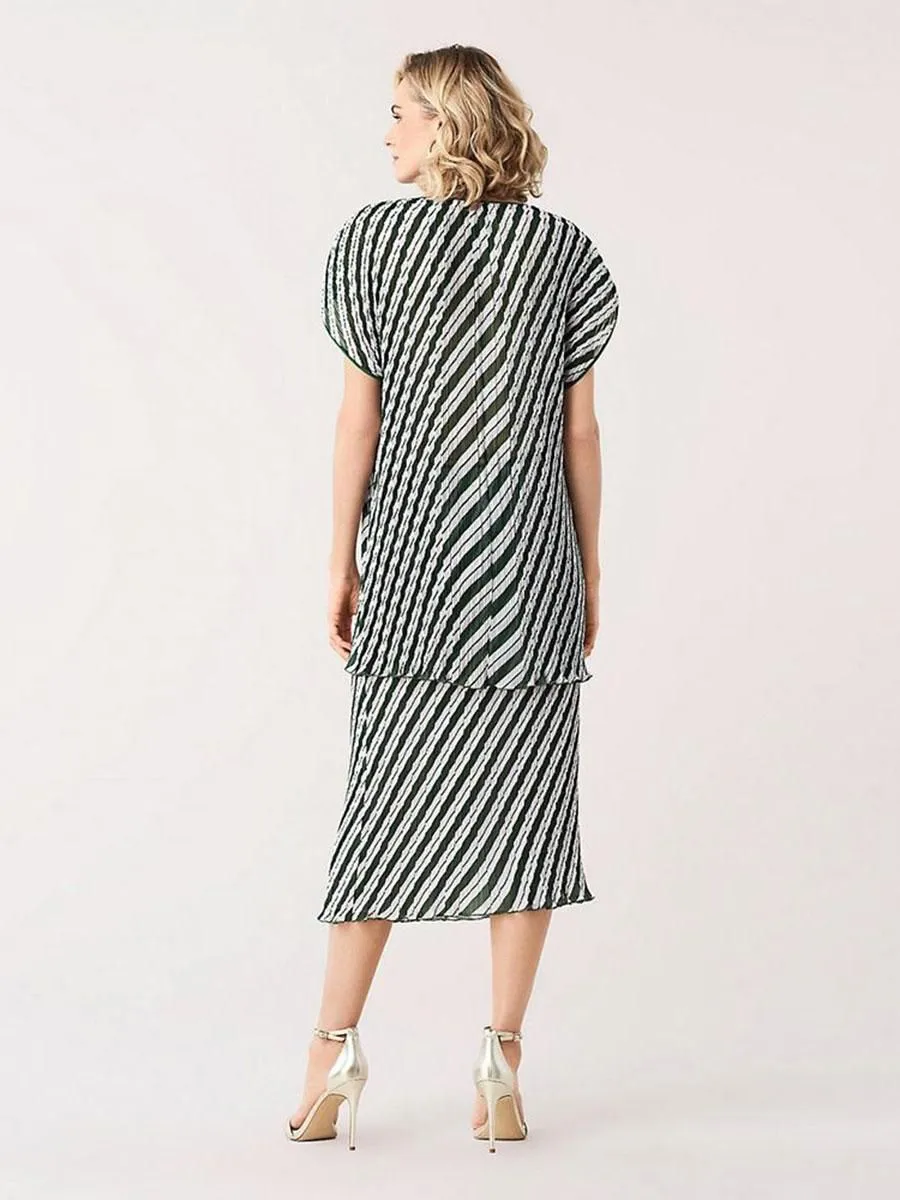 DIANE VON FURSTENBERG DVF JOLENE FLAG STRIPE LAVENDER FOG MULTI XS