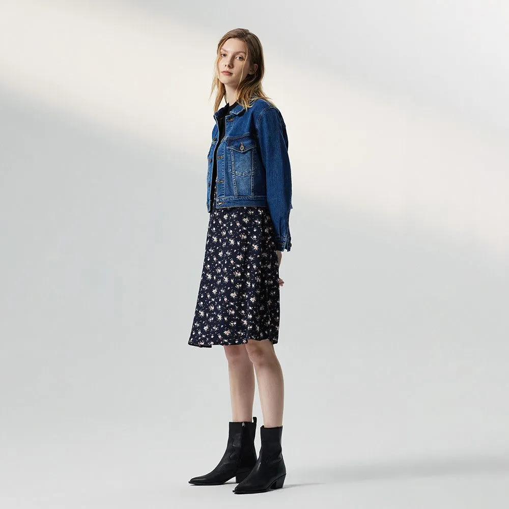 JESSICA RED MID BLUE  CROPPED JACKET