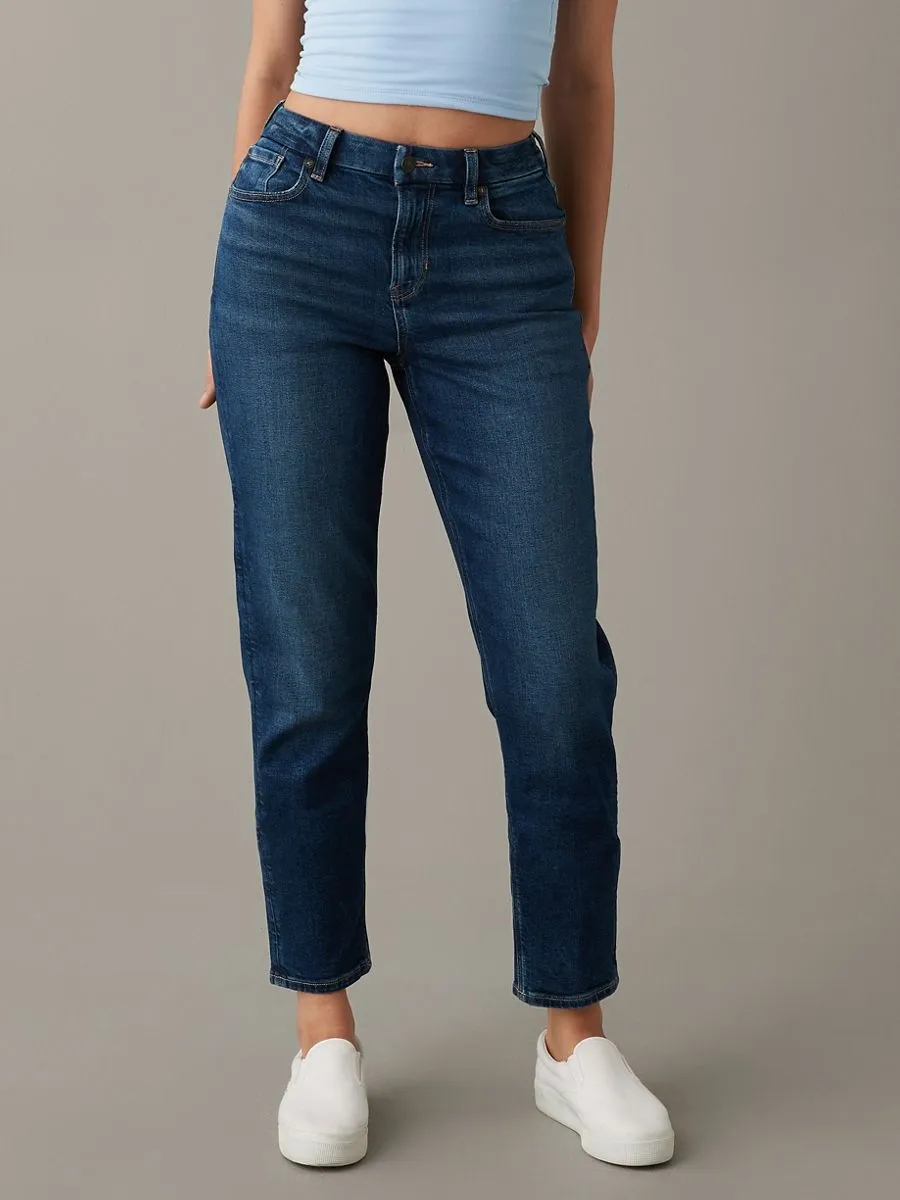 AMERICAN EAGLE WOMEN CURVY MOM JEANS 074 SIMPLY DARK Size - 00 SHORT