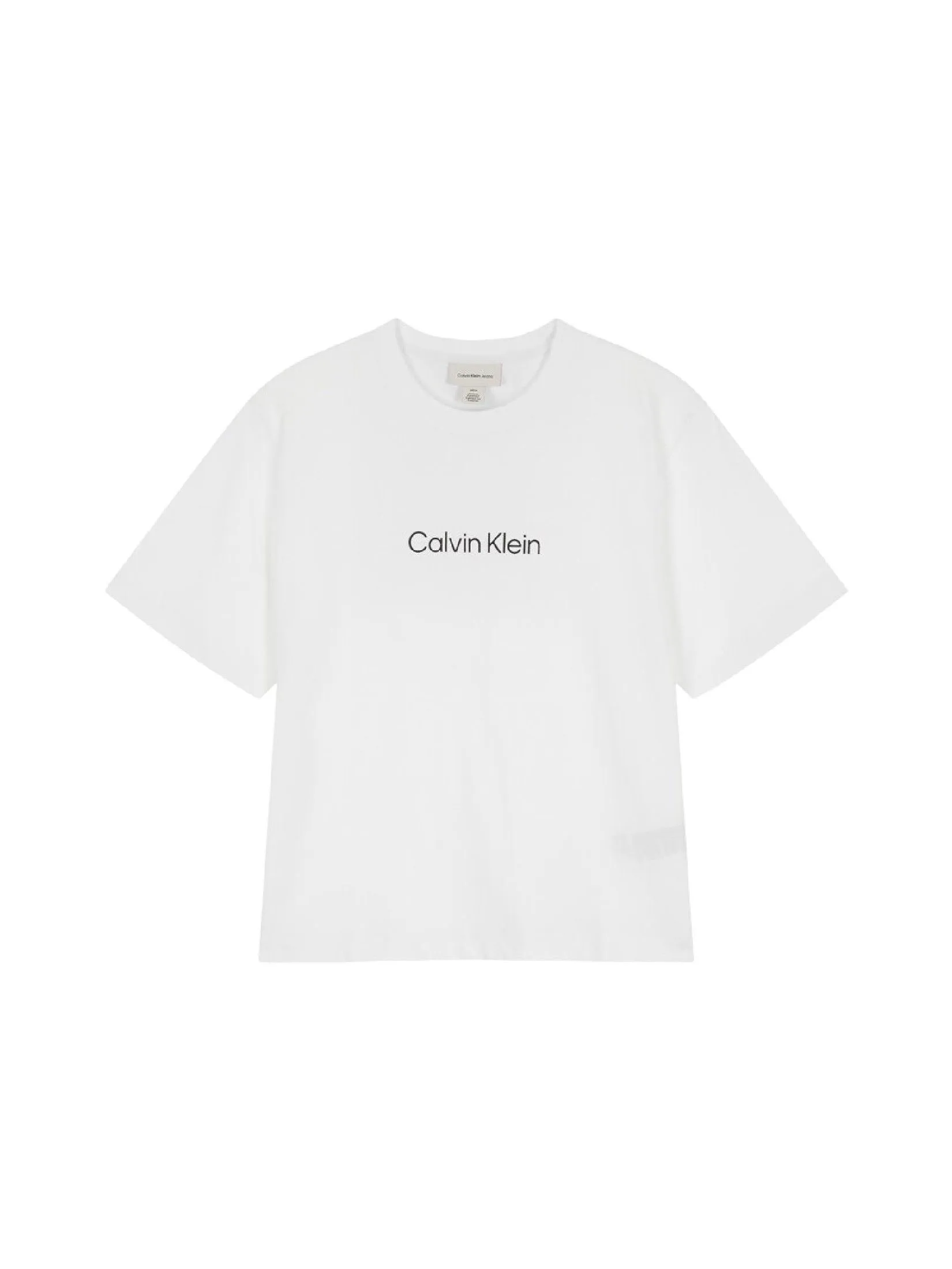CALVIN KLEIN Women's Relaxed Standard Logo Crewneck Short Sleeve T-Shirt White