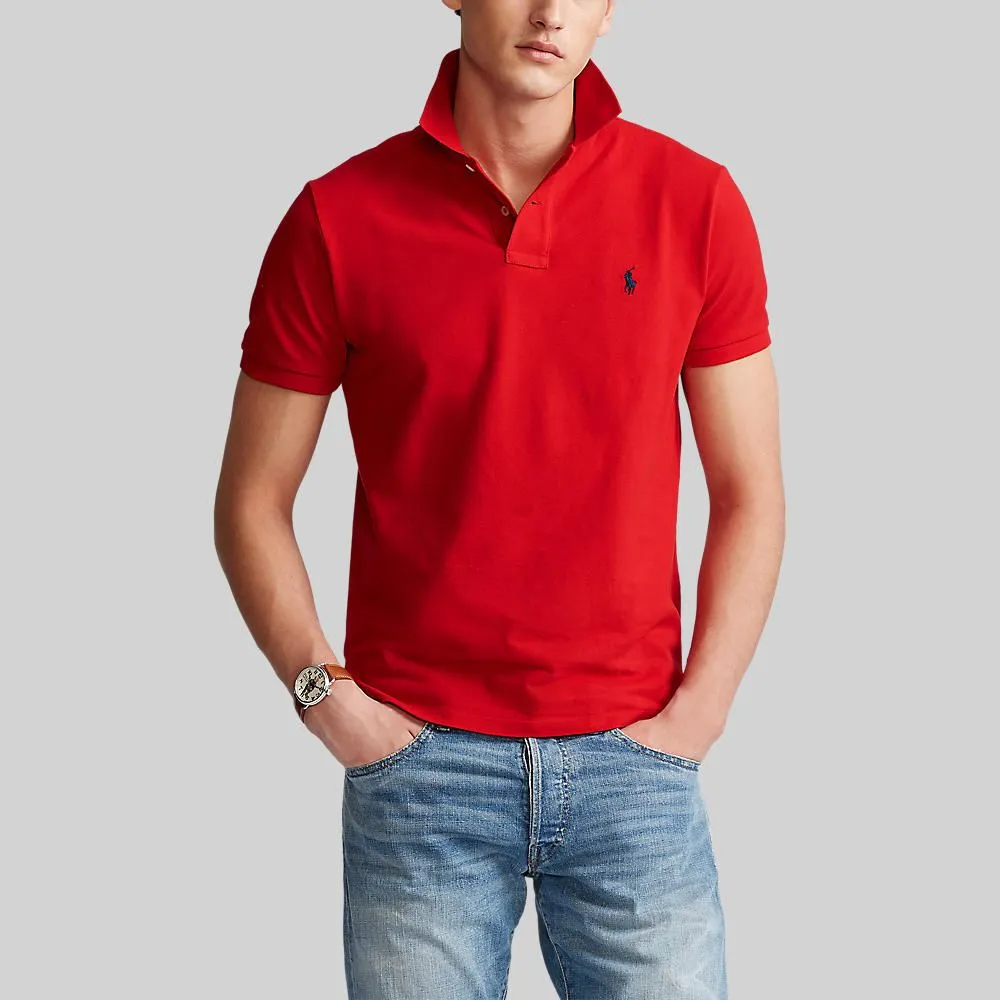 POLO RALPH LAUREN POLO-Custom Slim Fit Mesh Polo Shirt MNPOKNI1N820092 600 RED Size - L