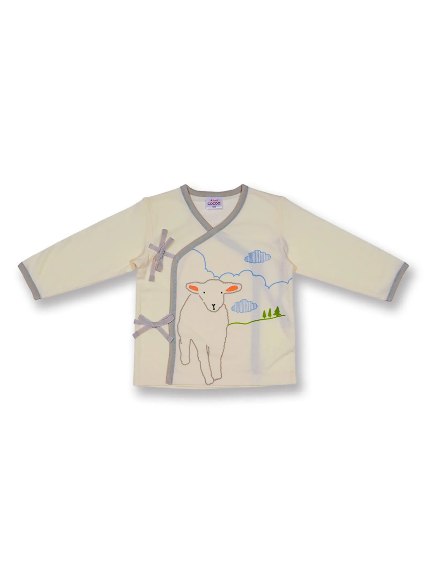 AUKA Cream,Long Sleeve Badge Shirt, Baby, Cocoa Sheep.