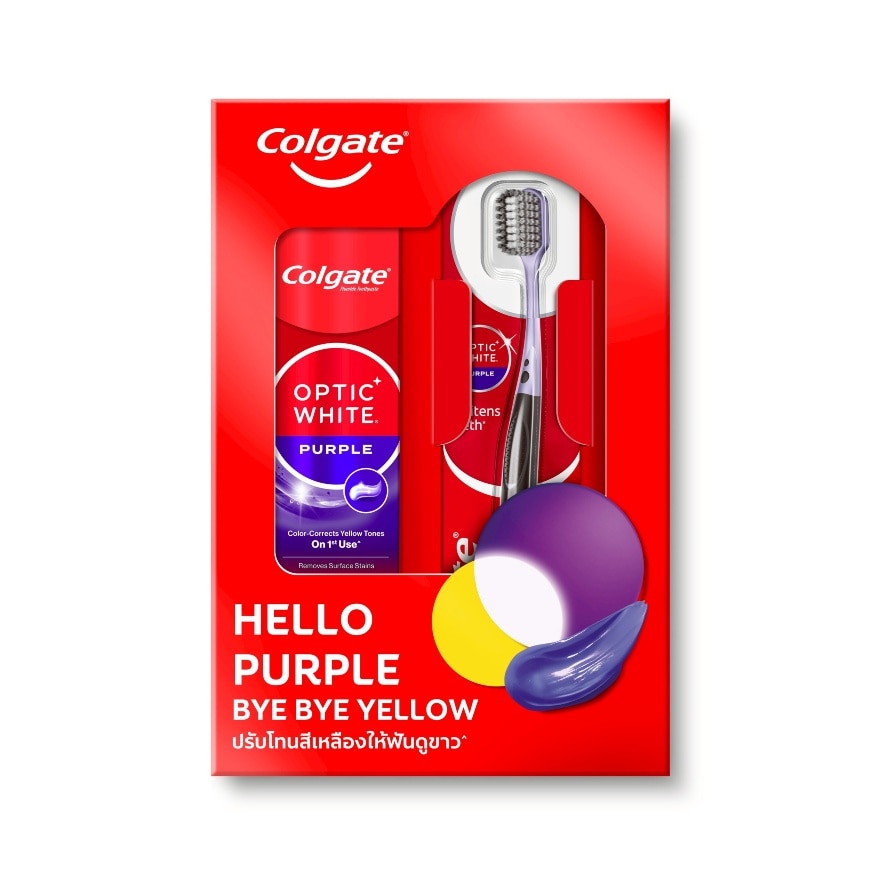Colgate Optic White Purple Set Toothpaste 100 G.+Toothbrush 1'S - Red