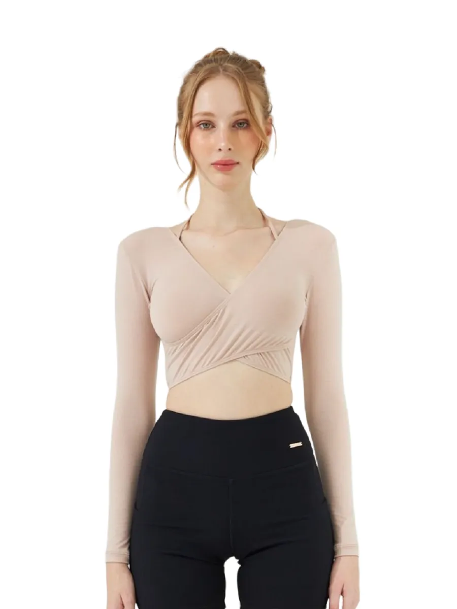 VANESSE Cream LANA WRAP LONG-SLEEVE TOP (029078)