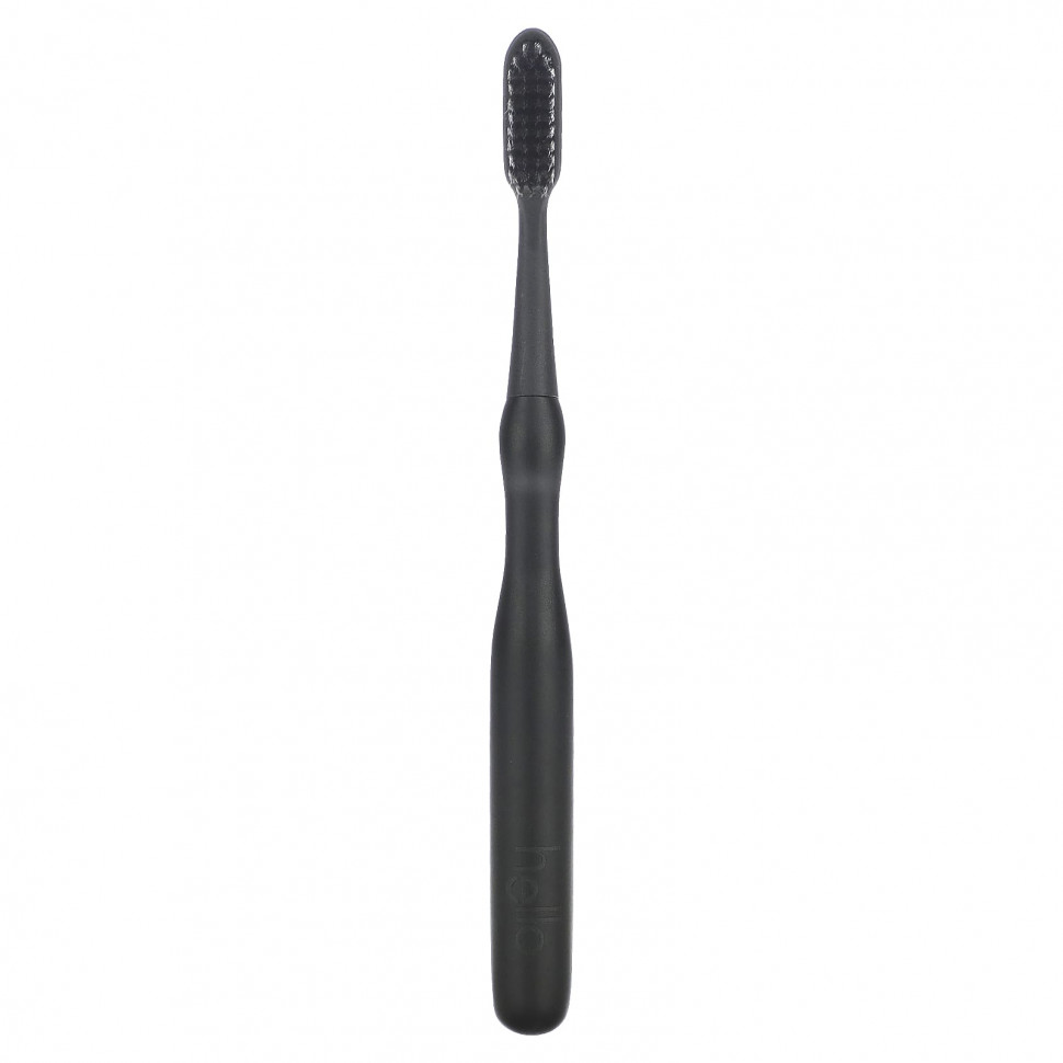 Hello, Алюминиевая зубная щетка со сменными насадками, мягкая, черная, 1 зубная щетка и 1 сменная насадка.