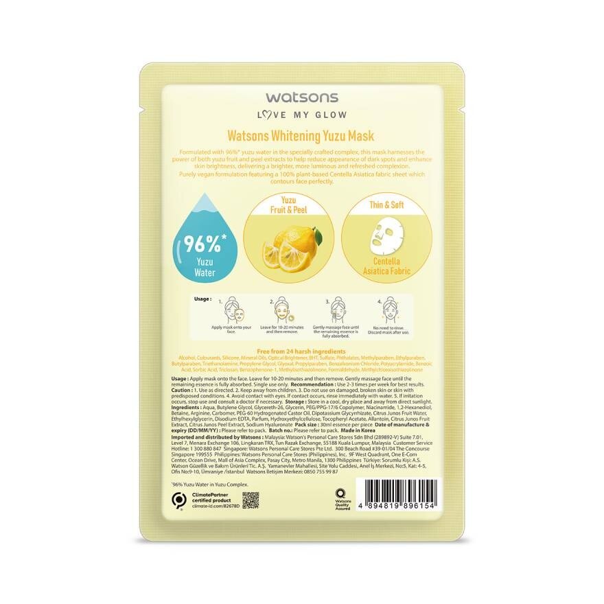 Watsons Whitening Yuzu 1sheet.