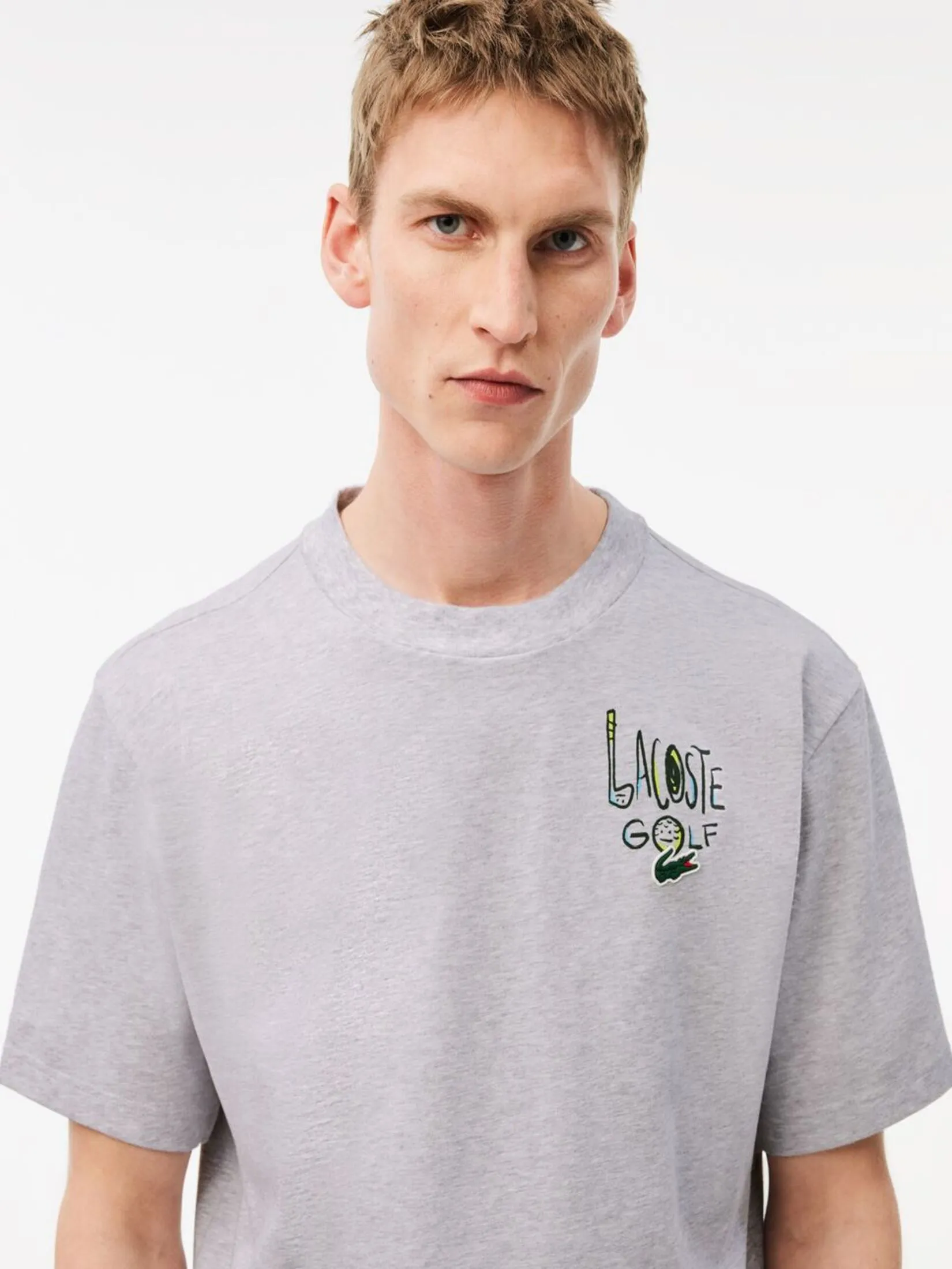 LACOSTE Loose Fit Ultra Dry Cotton Golf T-shirt Grey