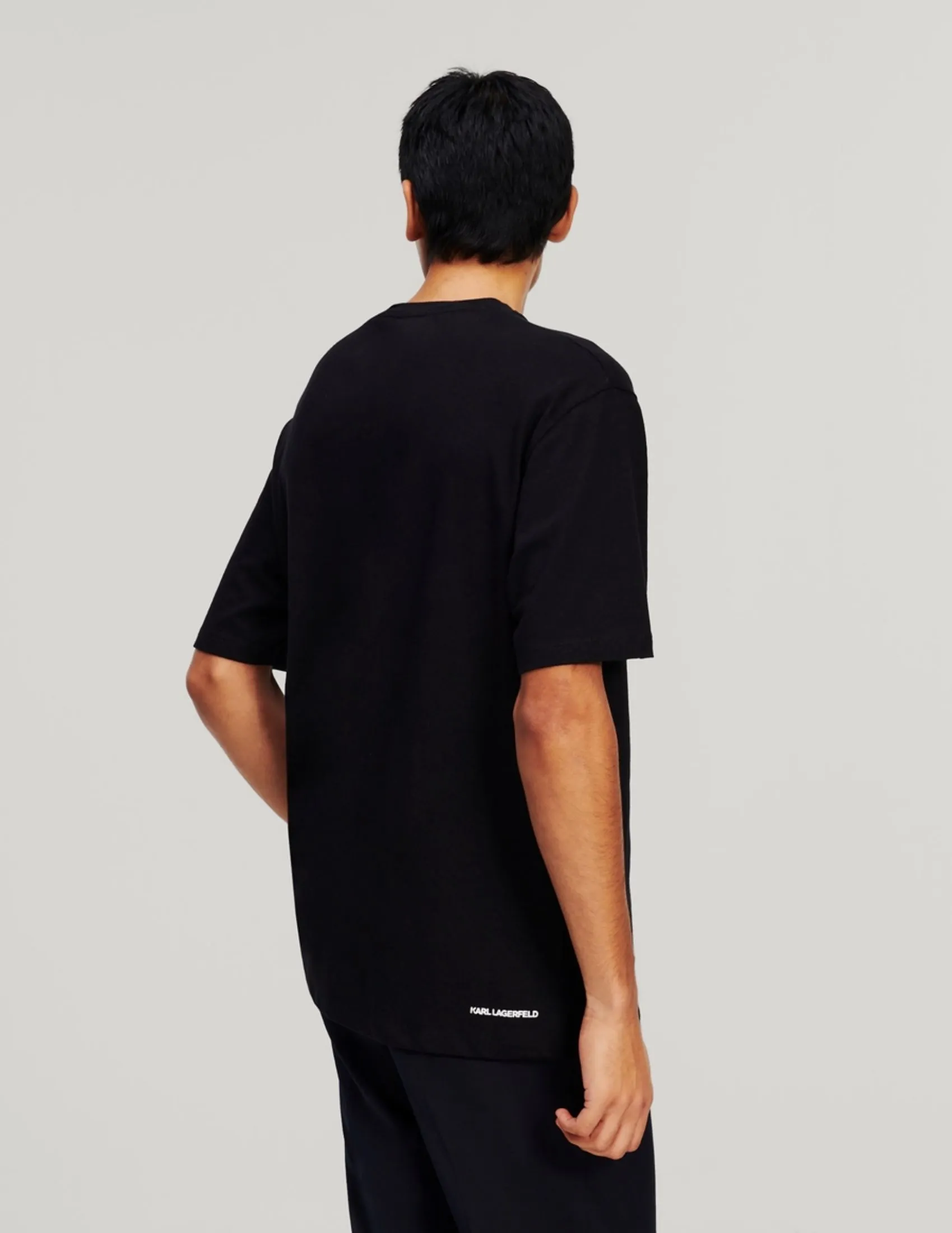 KARL LAGERFELD RTW-1 AUTOGRAPH LINEN BLEND MEN T-SHIRT BLACK