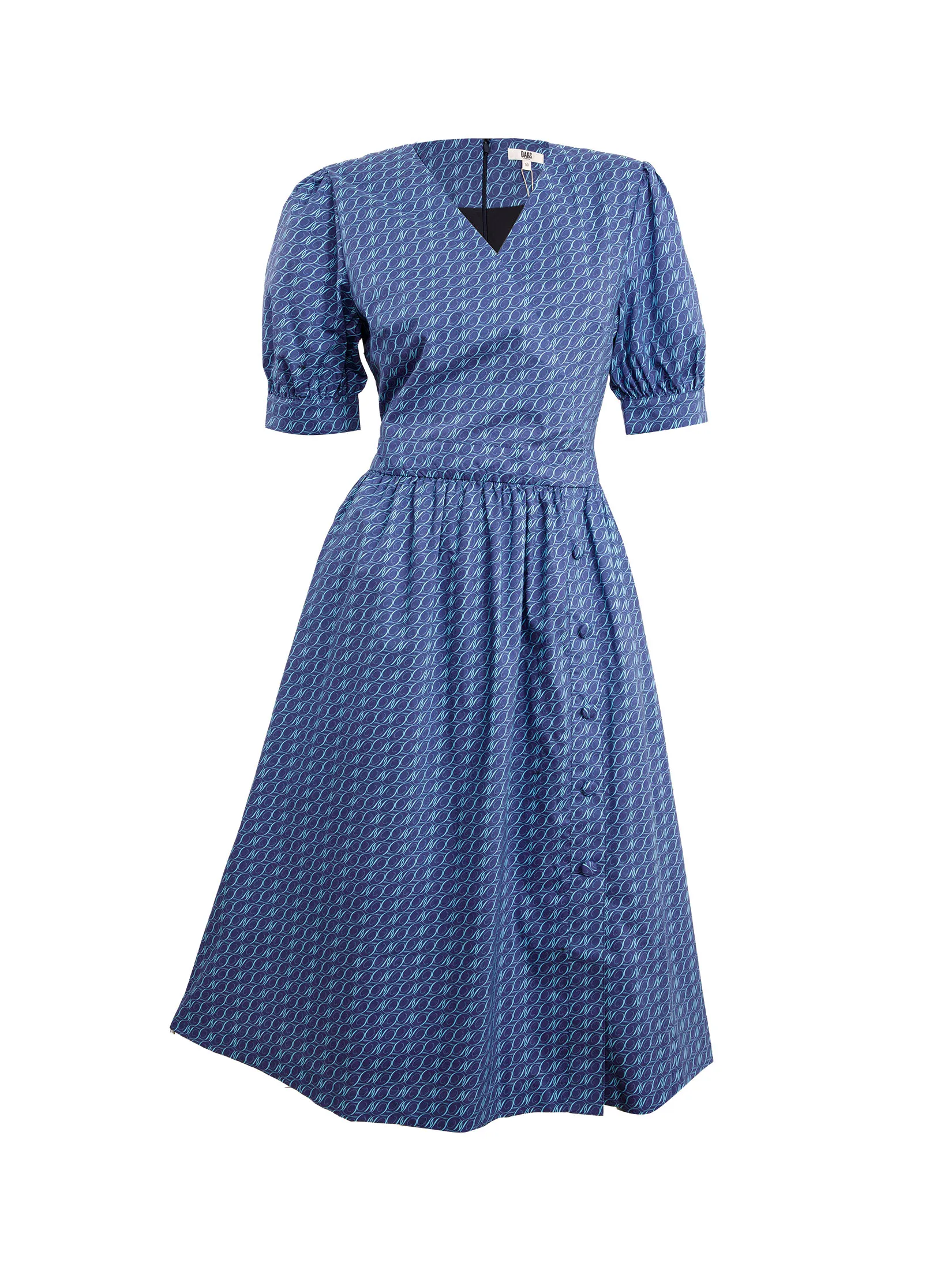 DAKS Women Short  Sleeve Dress Regular Fit Dark Blue