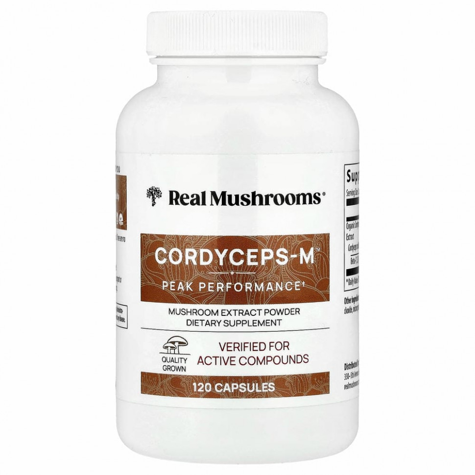 Real Mushrooms, Cordycep-M, Peak Performance, 120 капсул