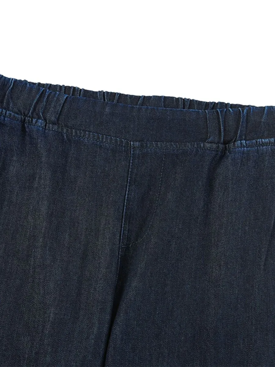 GIORDANO Women's Relax Elastic Viscose Denim Jeans Denim blue