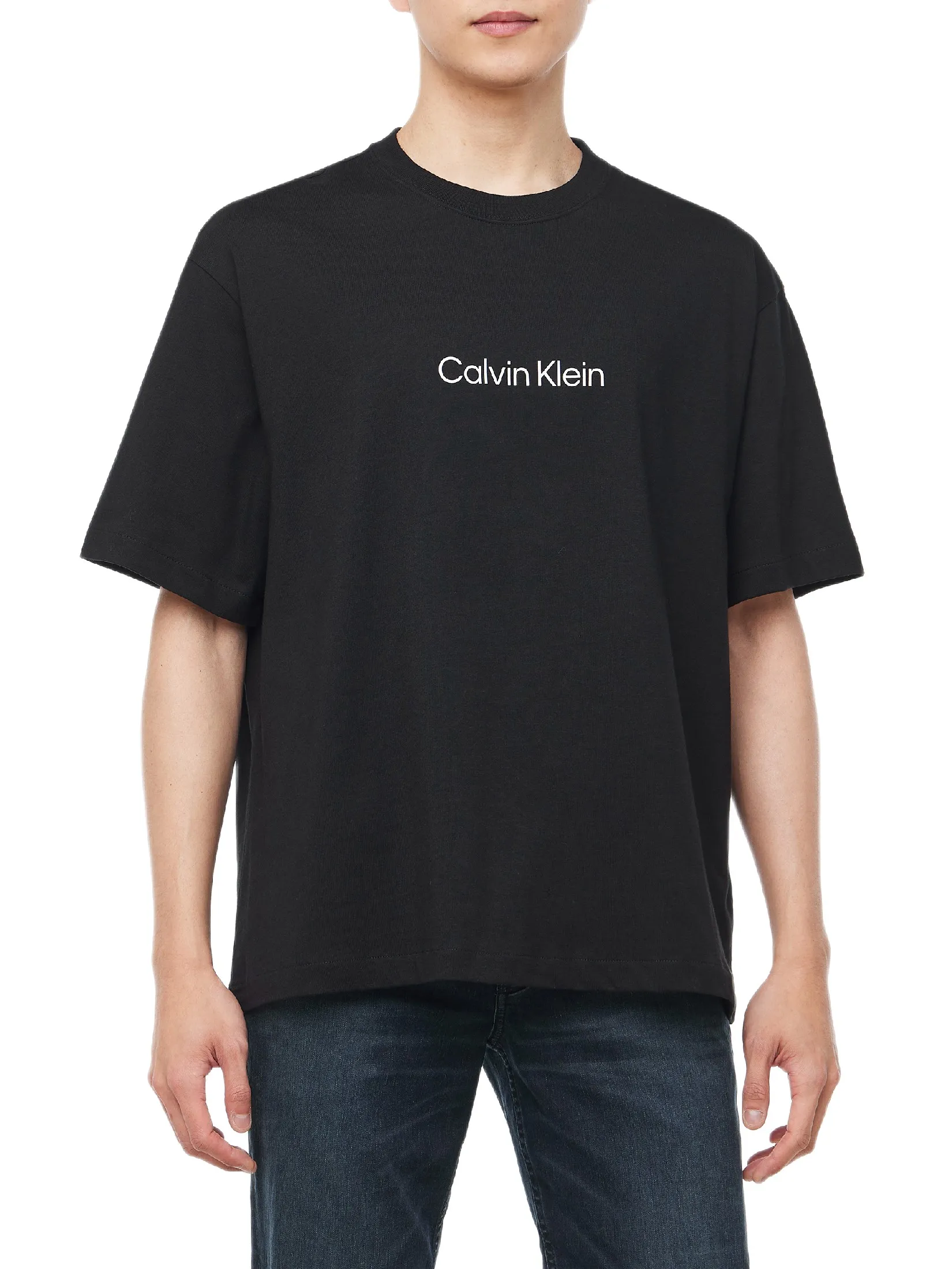 CALVIN KLEIN Men s Relaxed Fit Standard Logo Crew Neck Short Sleeve T-Shirt  Black