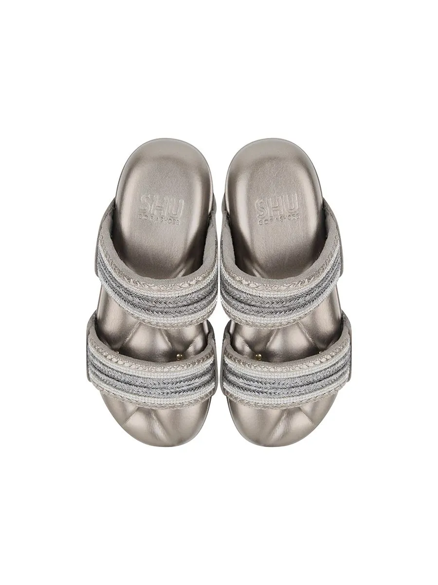 SHU WOMEN  SOFASHOES 2.5" ELEGANZA STRAPS-PLATINUM