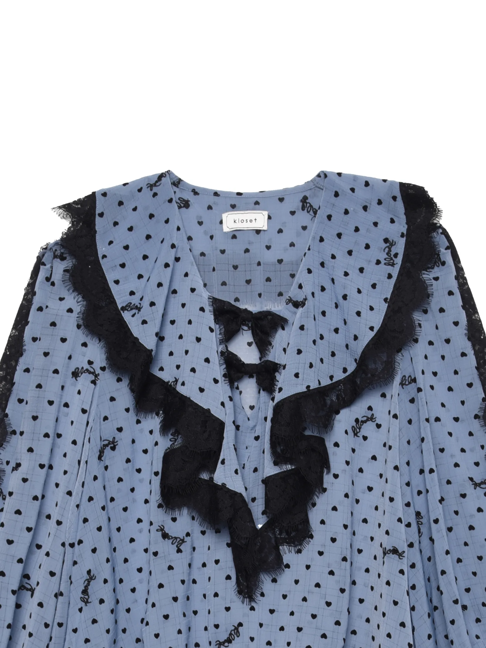 KLOSET (PF25) Women Lace-Trim Tiered Mini Dress Blue