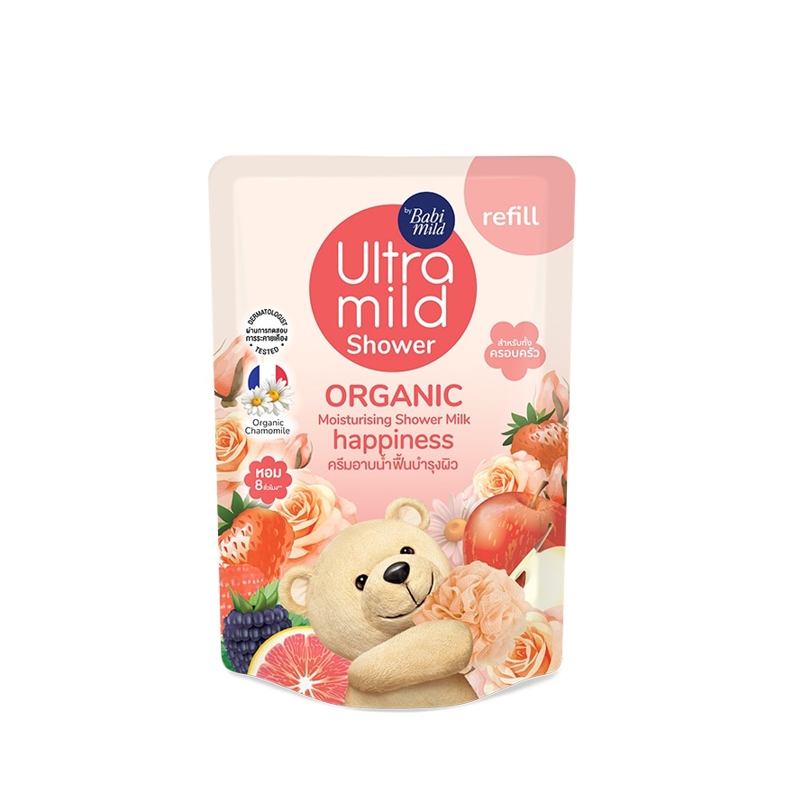 Ultra Mild By Babi Mild Shower Organic Milk Happiness 360 Ml. Refill สบู่เหลวเด็ก - Pink