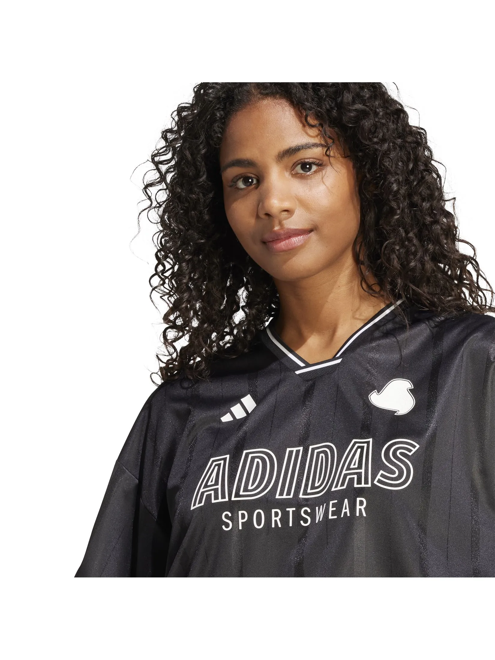 ADIDAS Women Jersey T-Shirt Tiro Cut 3-Stripes Oversized JG4097 Black / Blackwhite