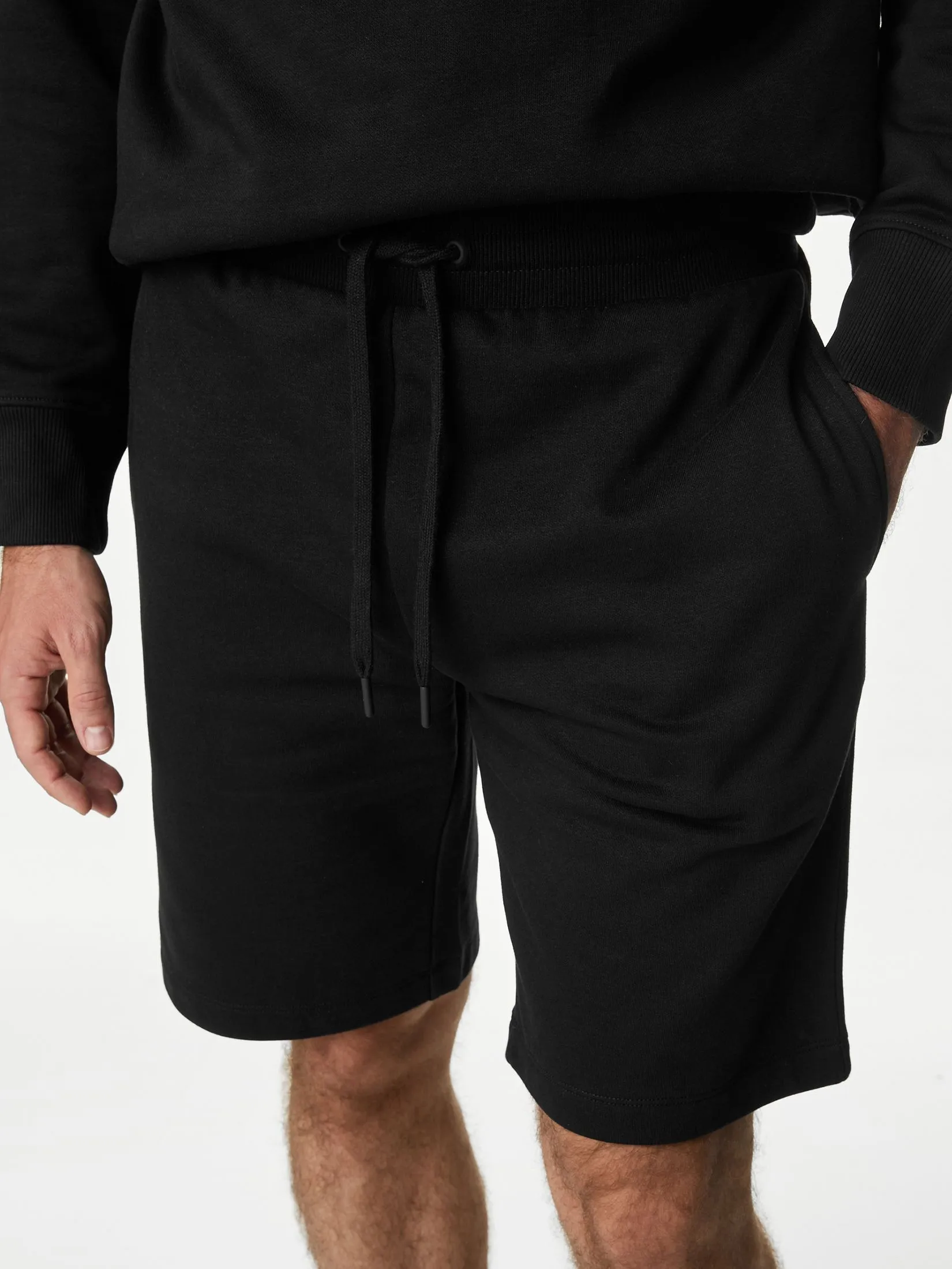 MARKS & SPENCER Men Jersey Shorts Cotton Rich Oversized Black