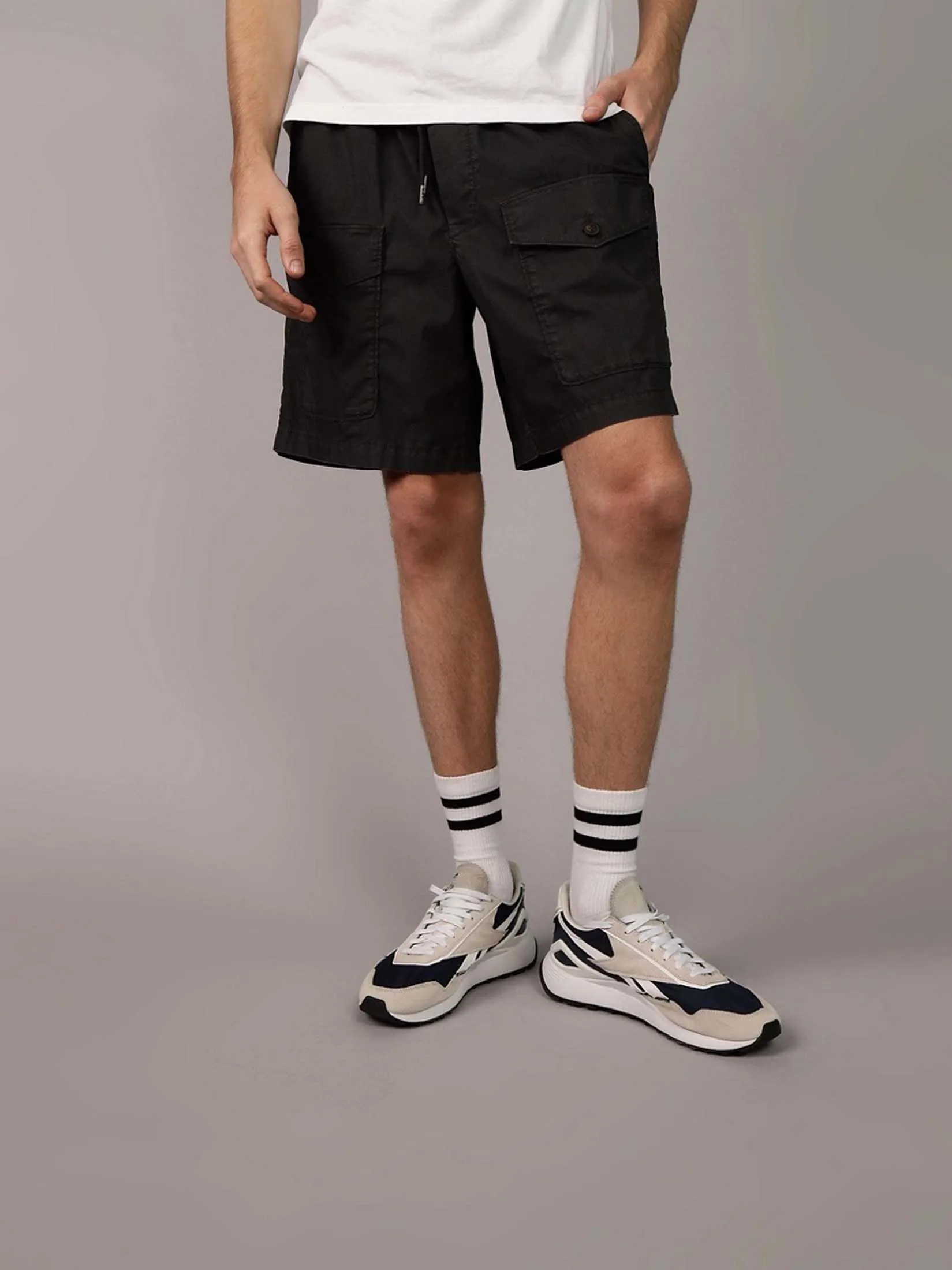 AMERICAN EAGLE MEN 7770 RIB UTLITY PULL ON SHORT 024 DARK GRAY