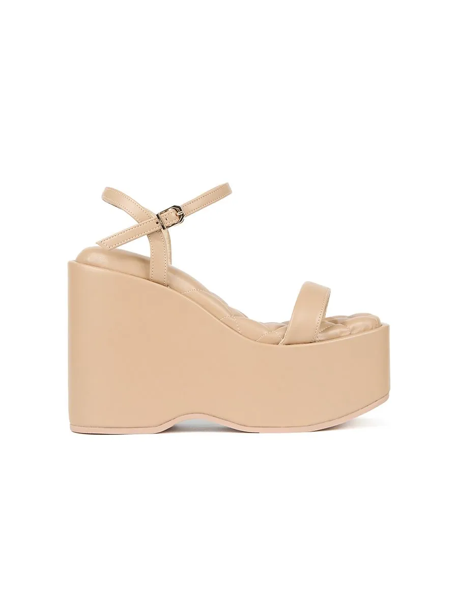 SHU WOMEN  RUNWAY 4.5" MEGA PLATFORM ORIGINAL ANKLE STRAP - NUDE