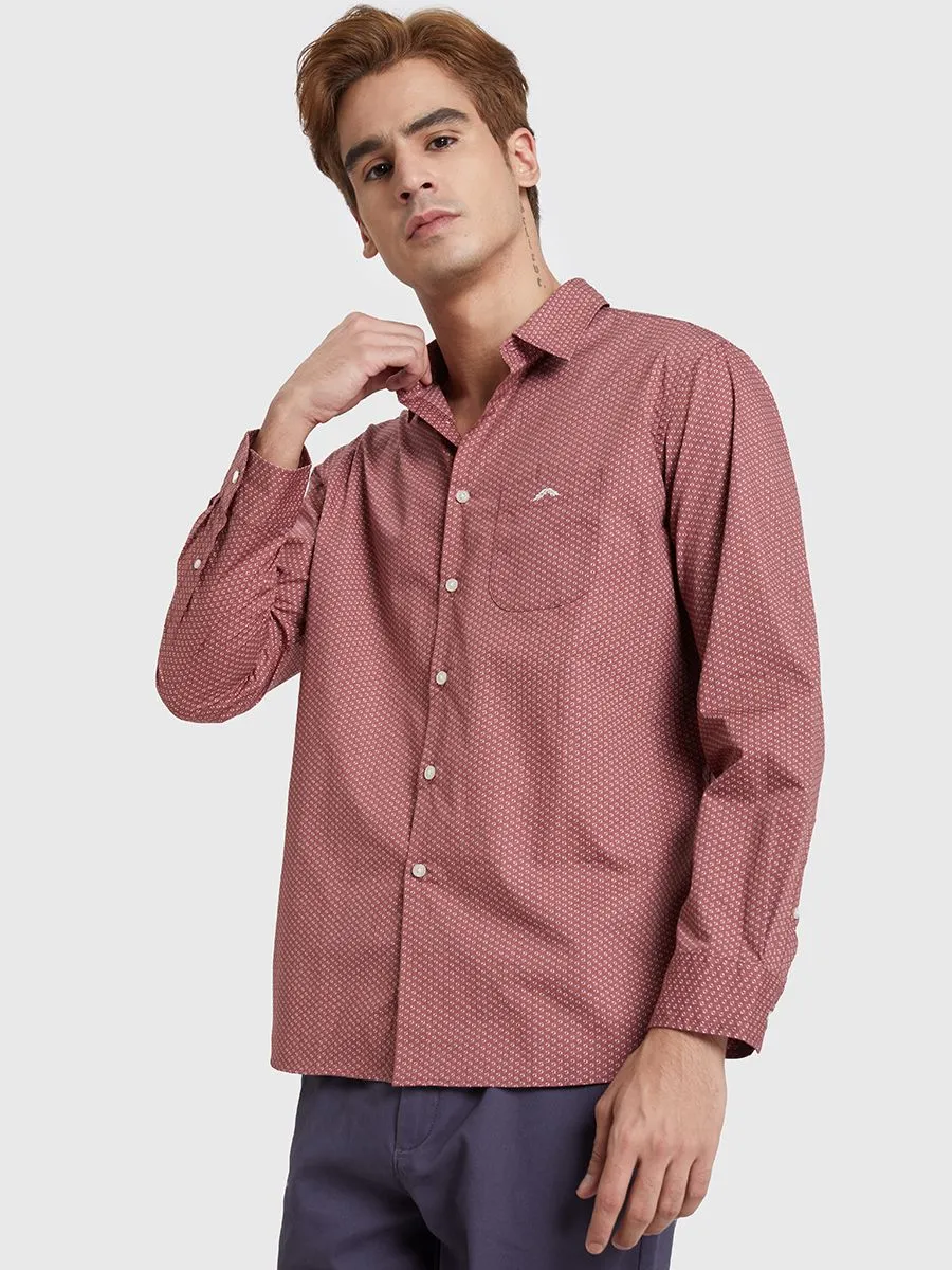 ALUMNUS Men Shirt Long Sleeve Printed Red