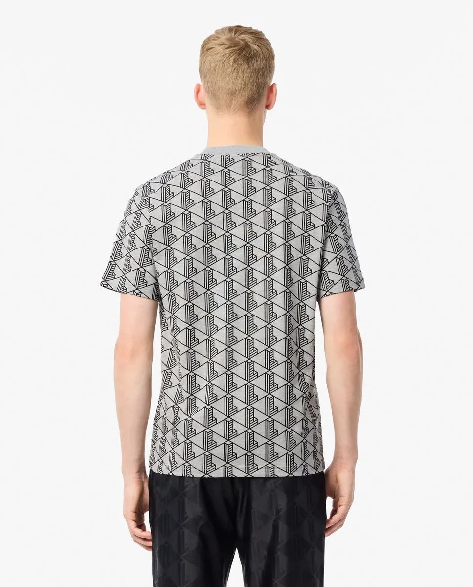LACOSTE Monogram Cotton T-shirt Grey