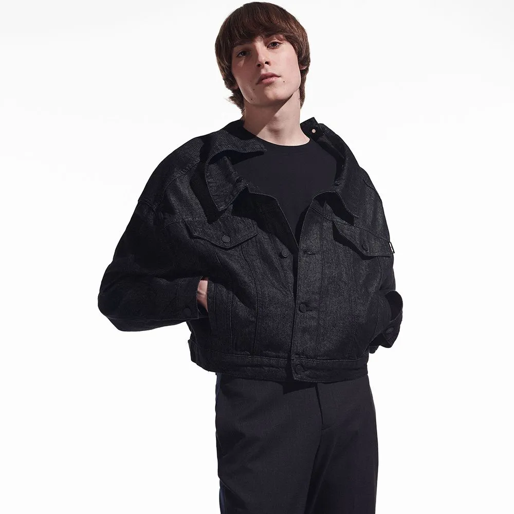 KARL LAGERFELD CARA LOVES KARL Cropped Denim Men Jacket Black