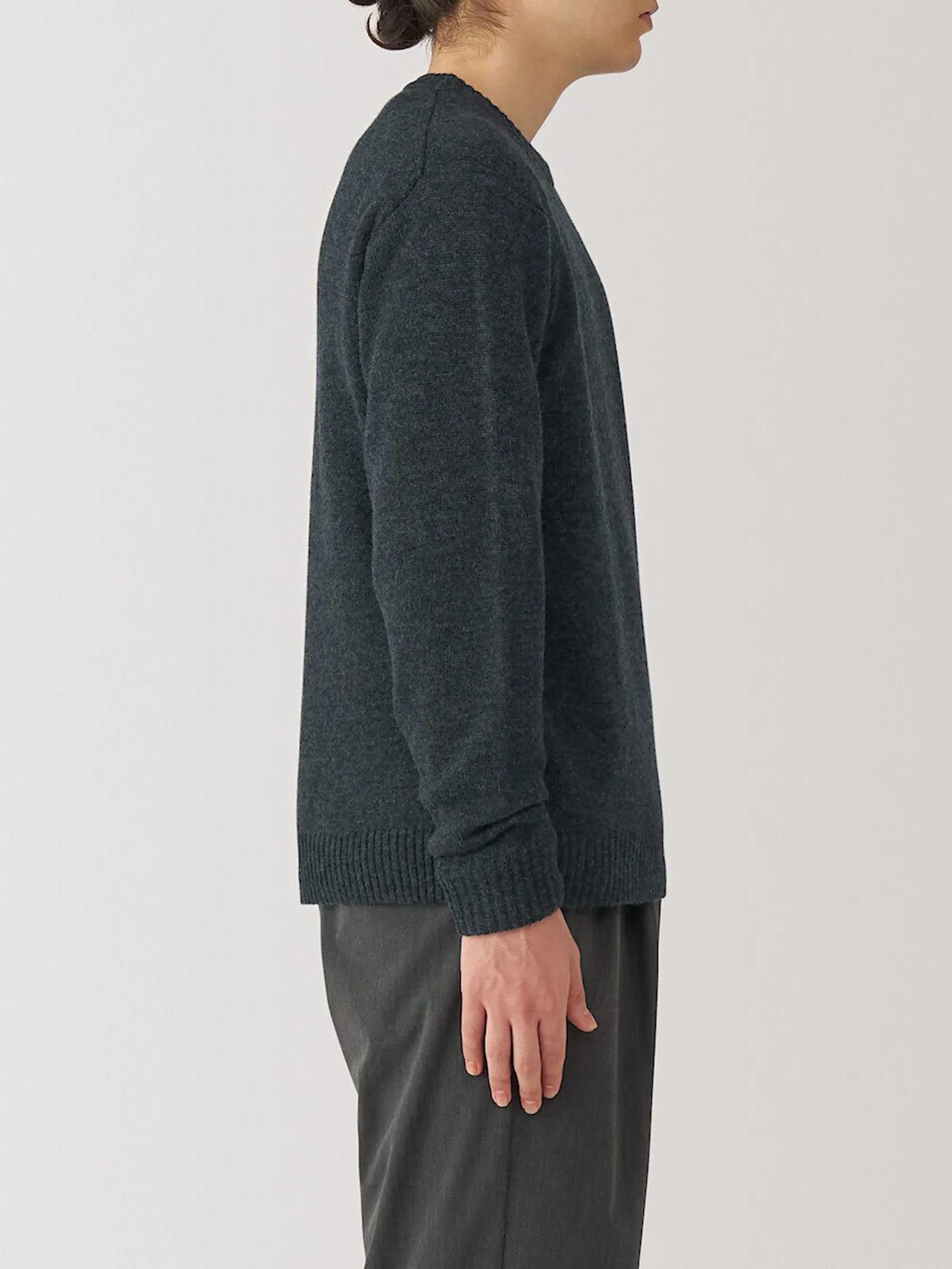 MUJI Men Sweater Washable Mid-Gauge Crew Neck