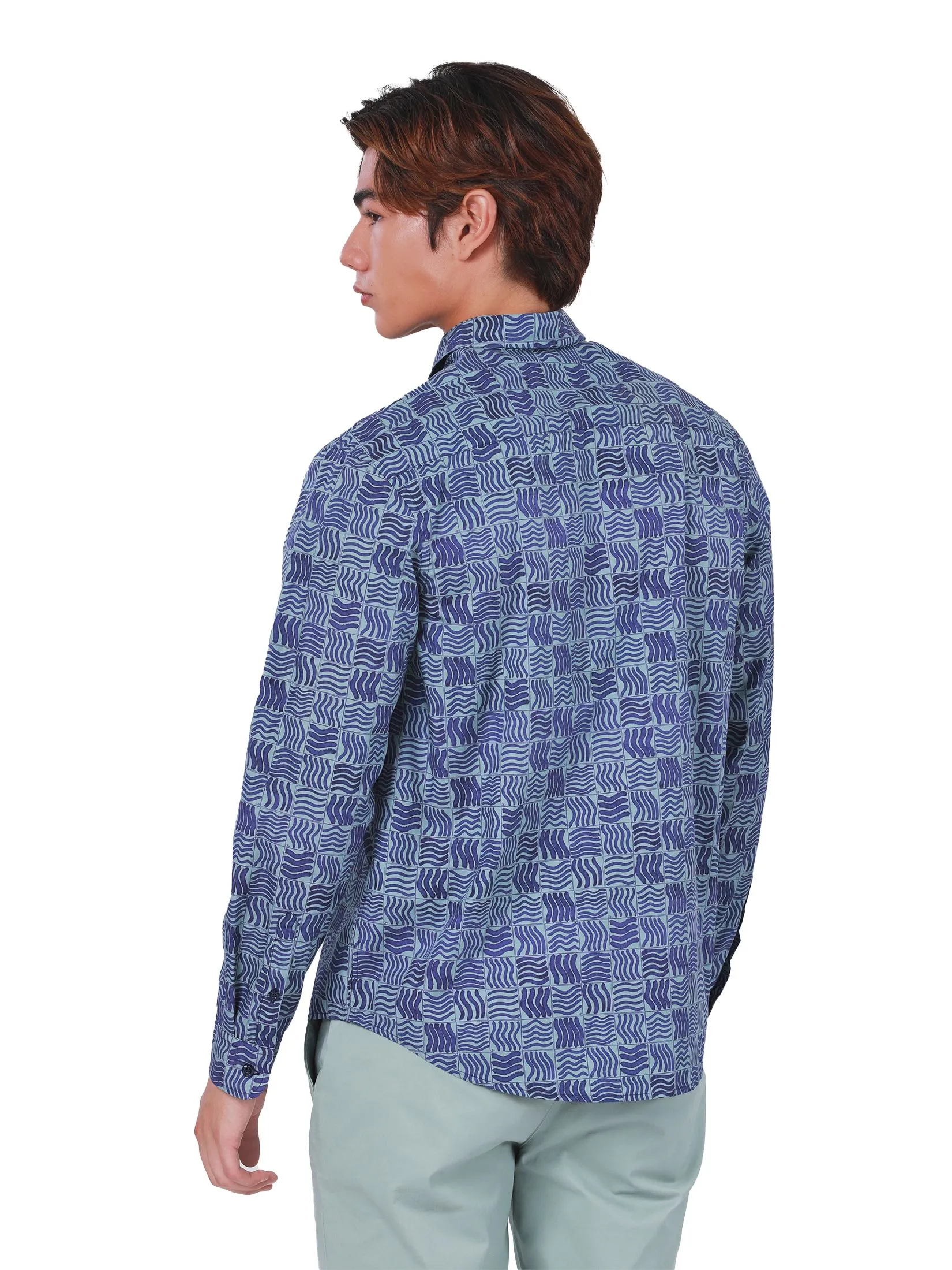 JOHN HENRY Men's Long Sleeves Shirts (Regular Fit) REJUVENATE VACATION Navy