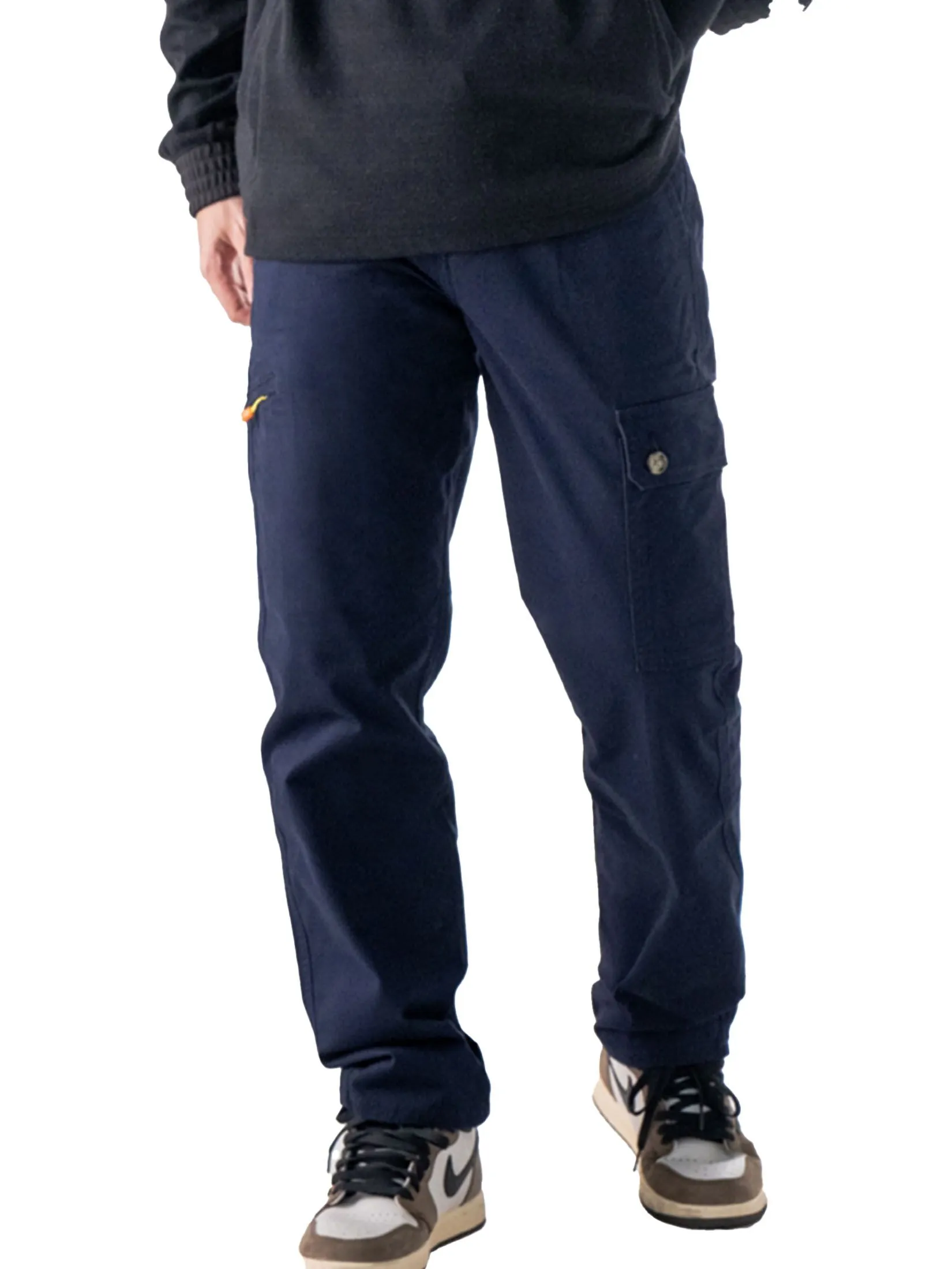 ERA-WON Men's Cargo trousers skinny crop fit Navy Blue
