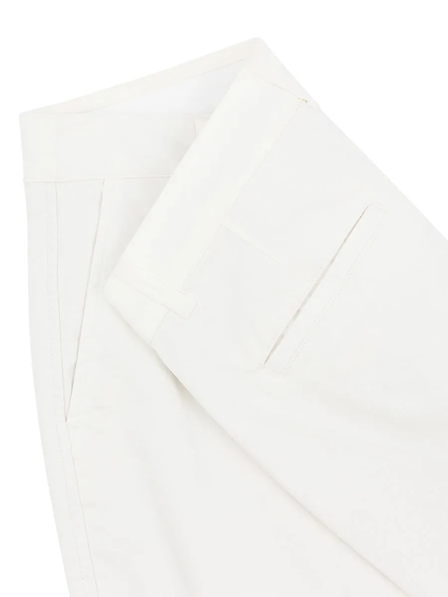 GIORDANO Women's Twill Regular Audrey Pants (180 Elastic Waistband) Wool White