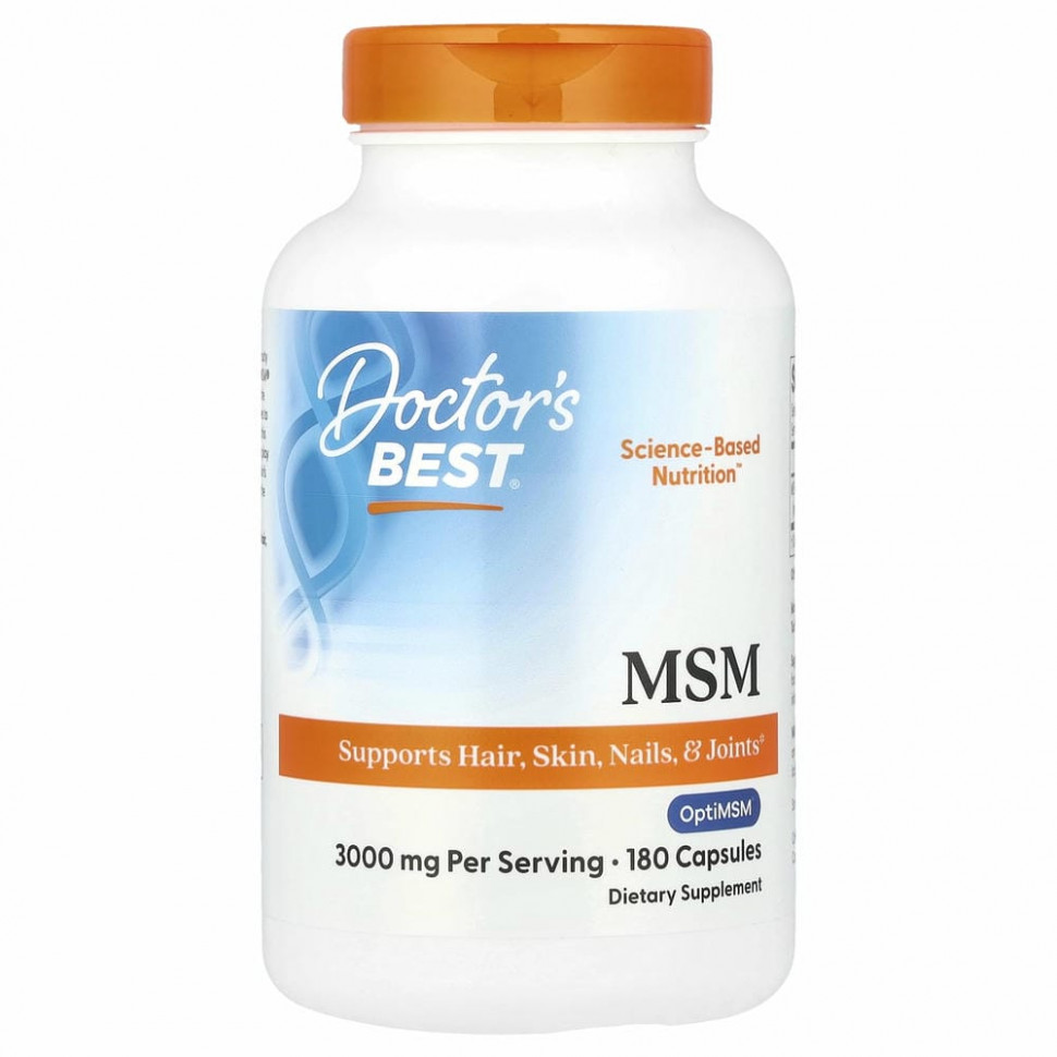 Doctor's Best, МСМ с OptiMSM, 1000 мг, 180 капсул