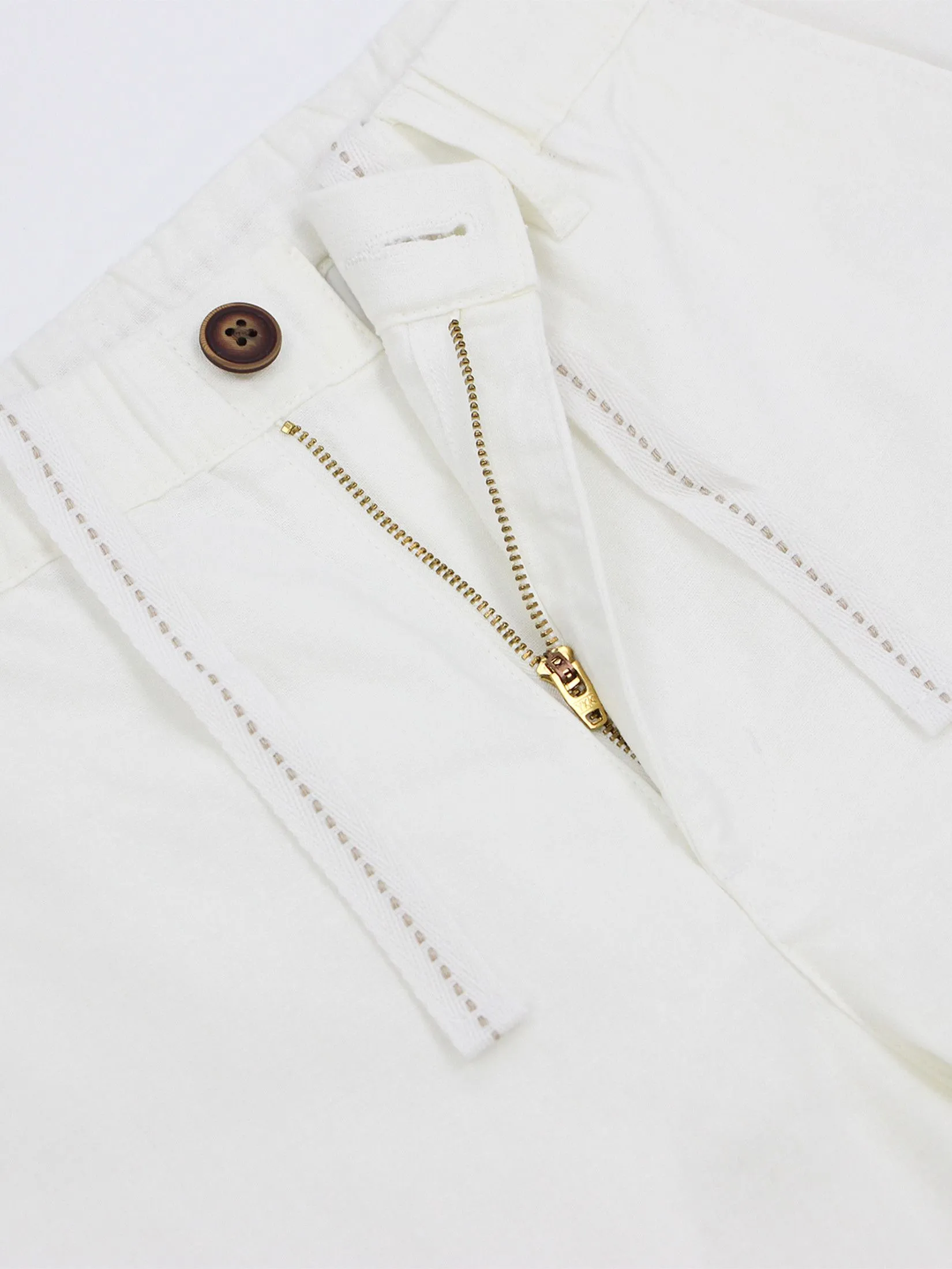 GIORDANO Men's Slim Taper Linen Khaki Pants White