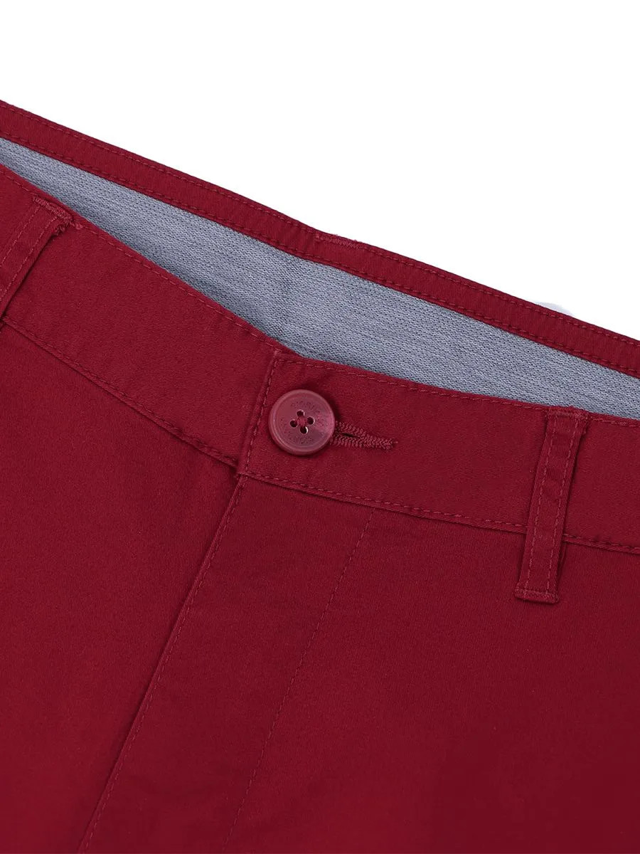 GIORDANO Men's Cotton Slim Hidden Comfort Bermuda (180° Expandable Waistband) Biking red