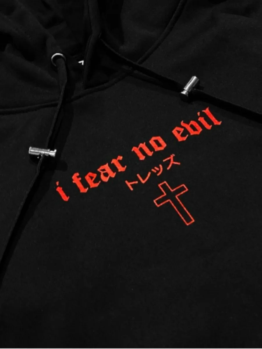 TZ WORLDWIDE Men HOODIE TZ I FEAR NO EVIL BLACK/RED