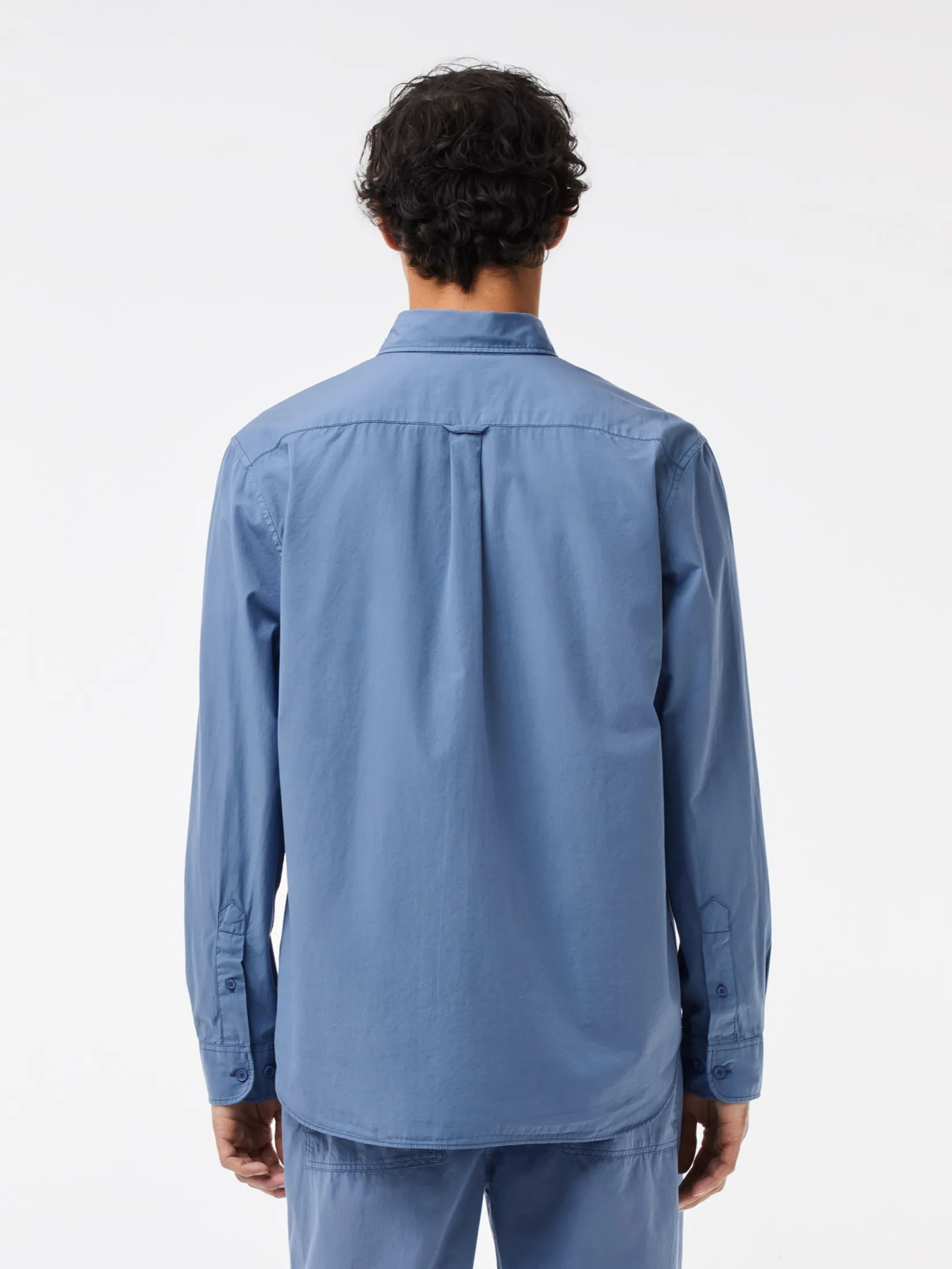 LACOSTE Relaxed Fit Washed Effect Poplin Shirt Blue