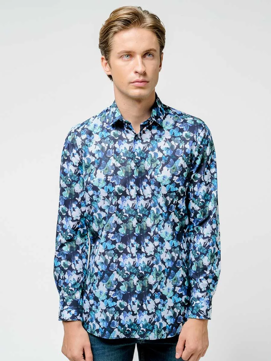 OLYMP MEN SHIRT LONG SLEEVES BODY  FIT GRAPHIC PRINT