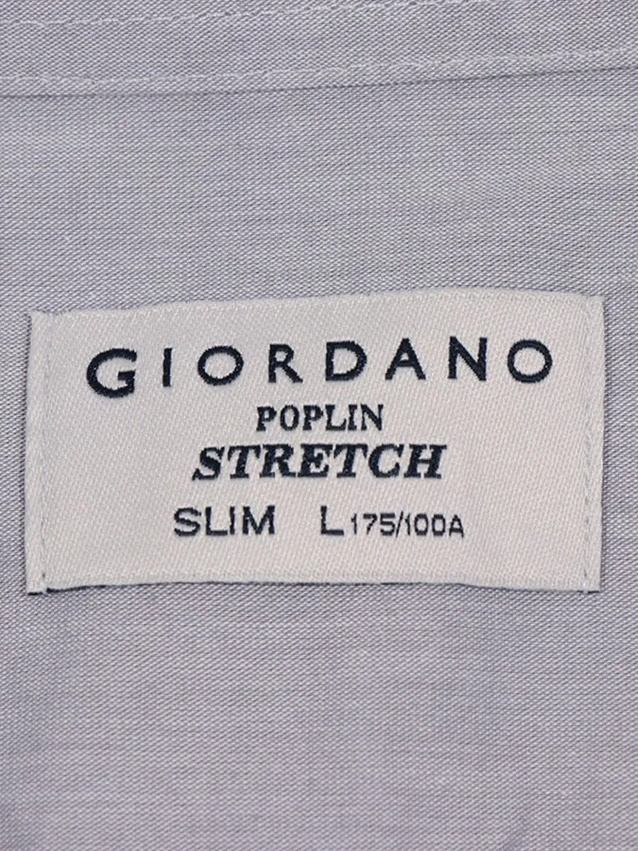GIORDANO Men's Slim Fit Long Sleeve Stretch Shirt (Poplin) Grey
