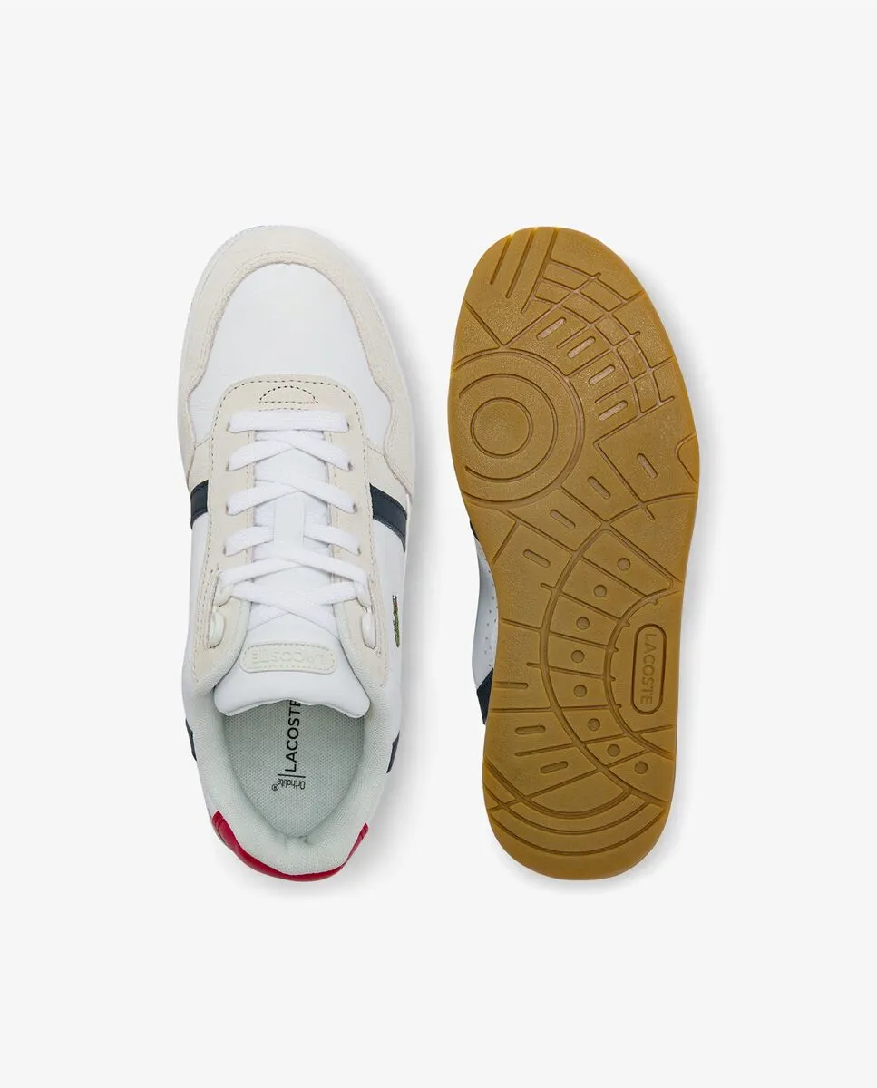 LACOSTE White Women’s T-Clip Tricolour Leather and Suede Trainers