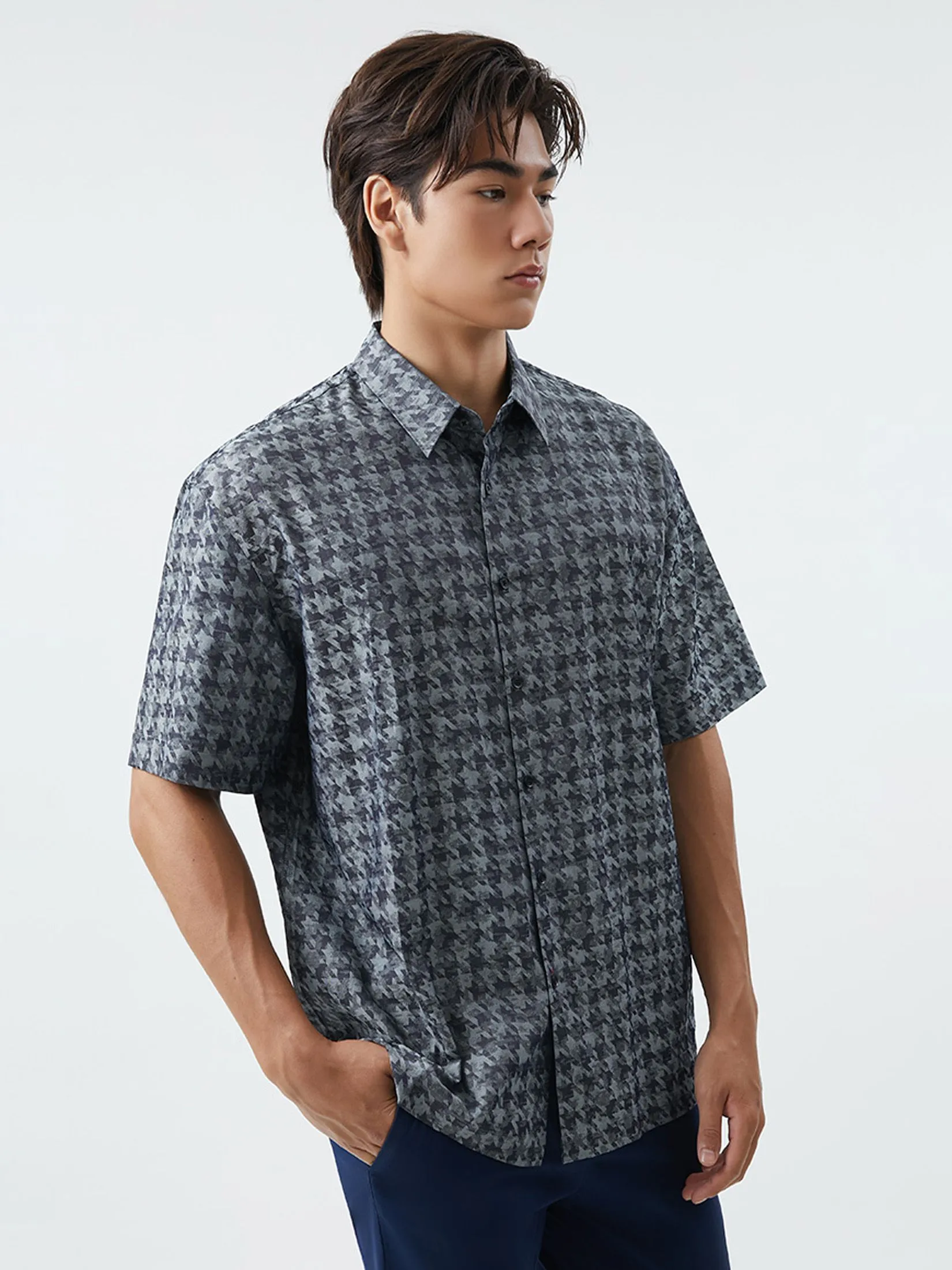 DAPPER DAPPER Houndstooth Jacquard Shirt Multicolor