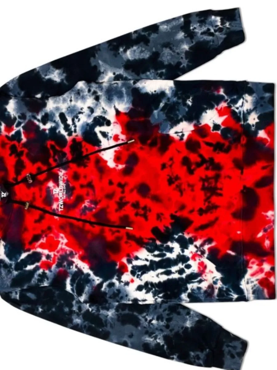 TZ WORLDWIDE Men HOODIE TZ TIE-TILL-DYE HOODIE - RED & BLACK
