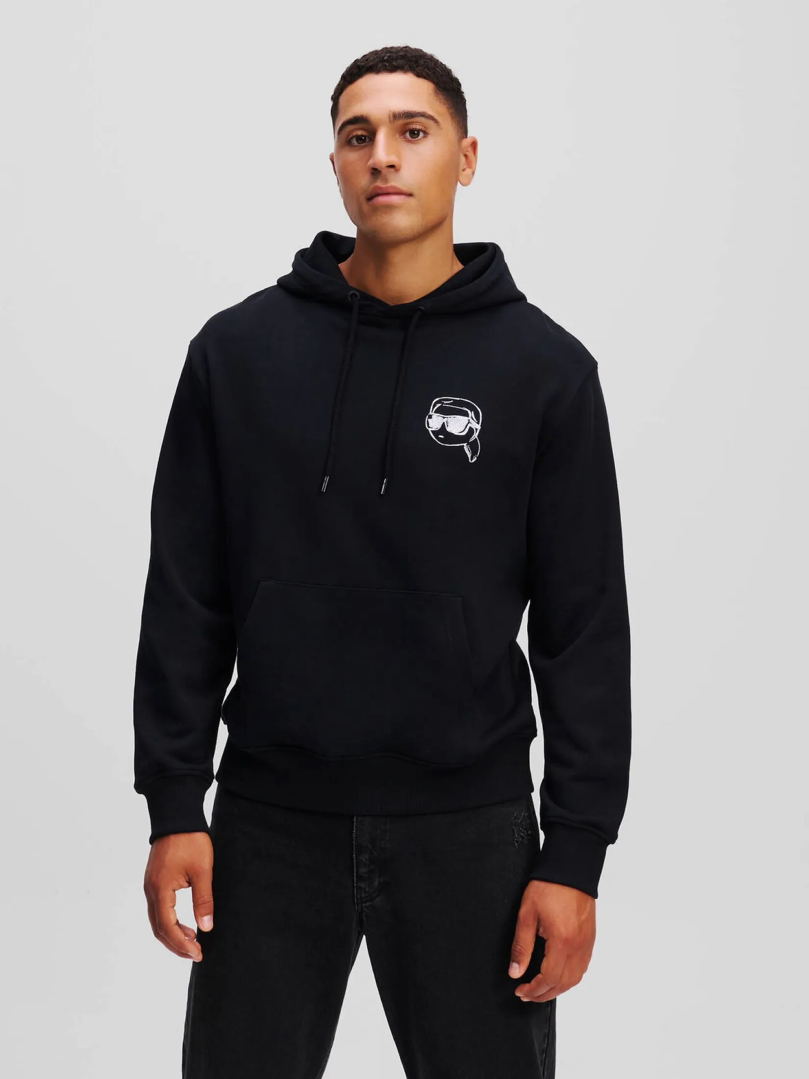 KARL LAGERFELD RTW-1 BIG IKON HOODIE BLACK