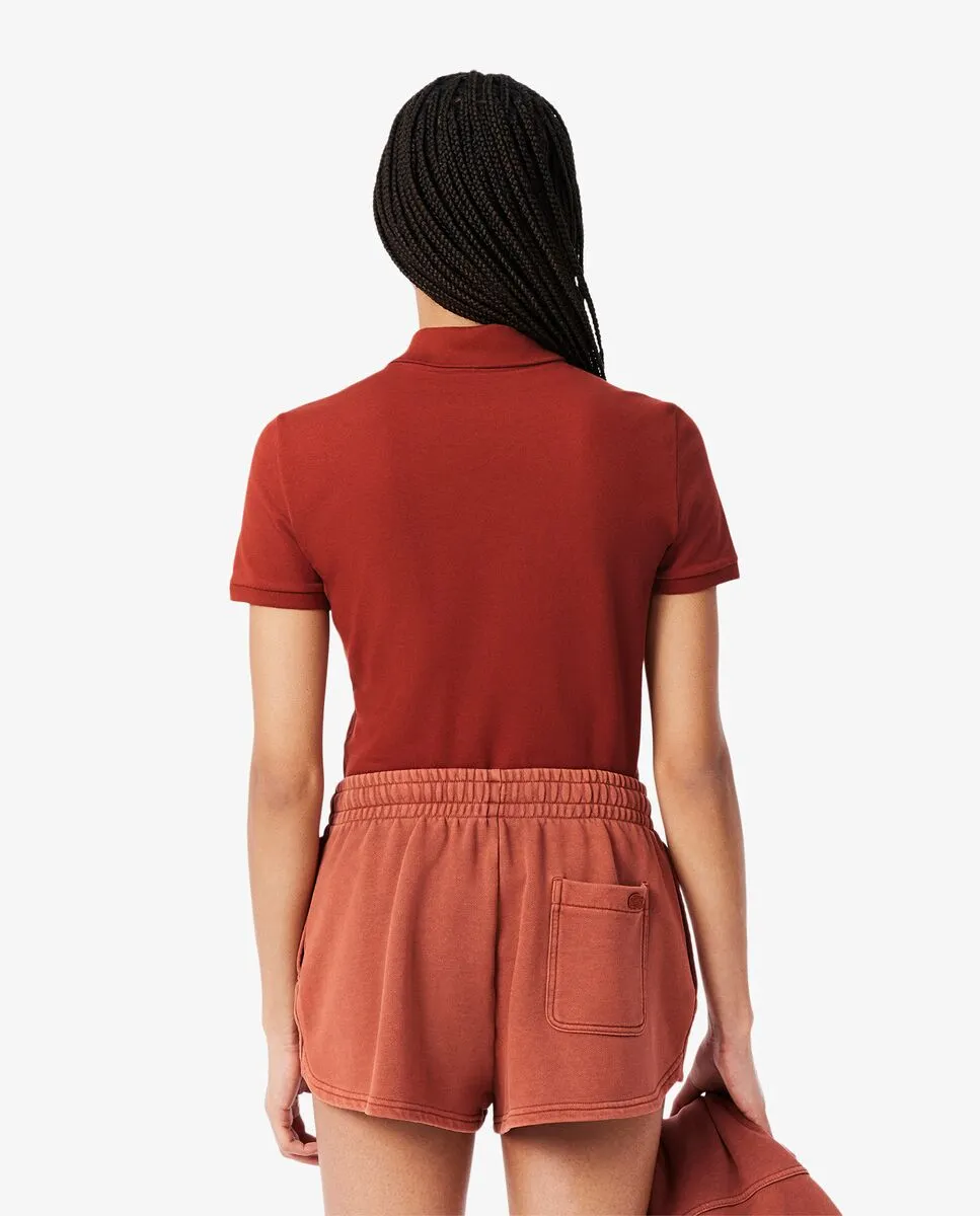 LACOSTE L.12.D Slim Fit Stretch Mini Piqu  Polo Shirt Brown