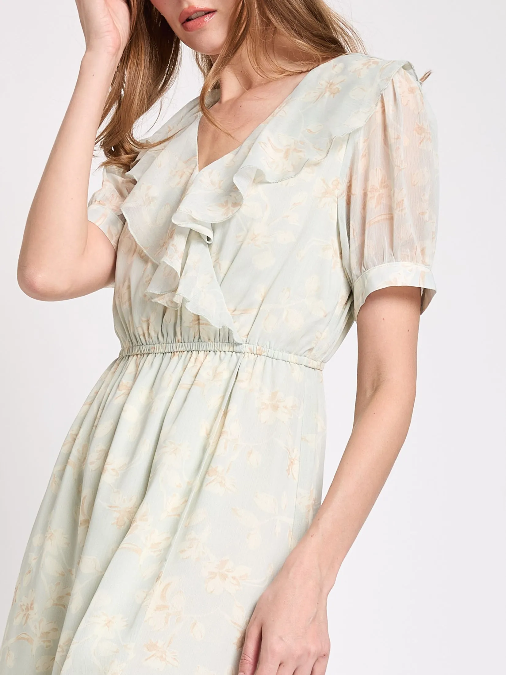 FOF Women Mini Dress with Flare Skirt Green