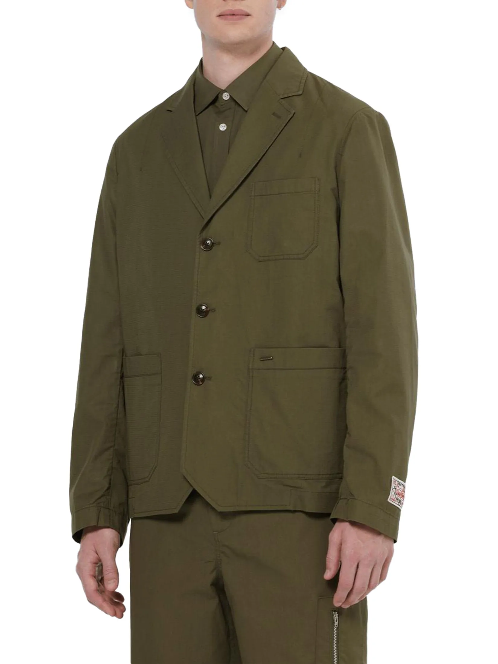 SCOTCH&SODA Men Blazer Relaxed Fit Unconstructed Cotton-Ripstop Military Classic Green