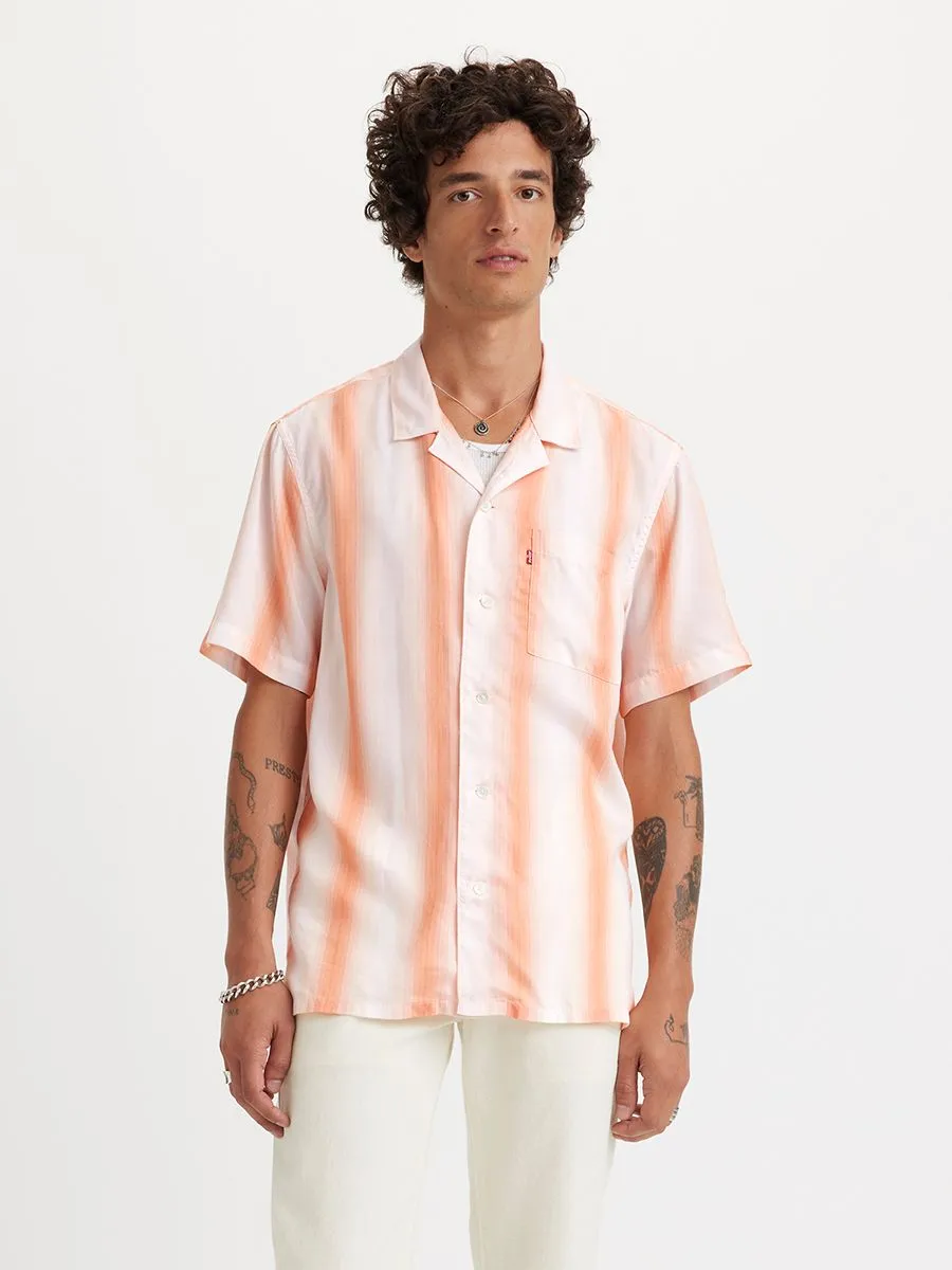 LEVI'S Men's Sunset Camp Shirt Adriano Stripe Bright White