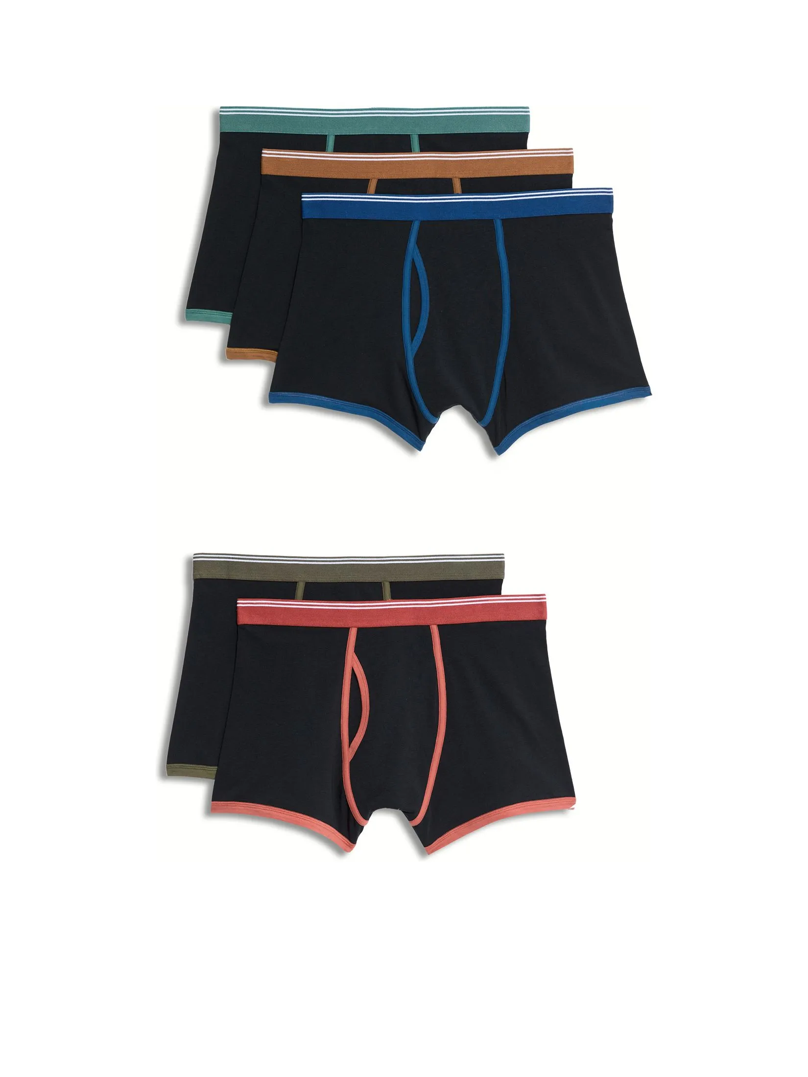 MARKS & SPENCER Men Underwear Trunks 5pk Cotton Rich Cool & Fresh Black