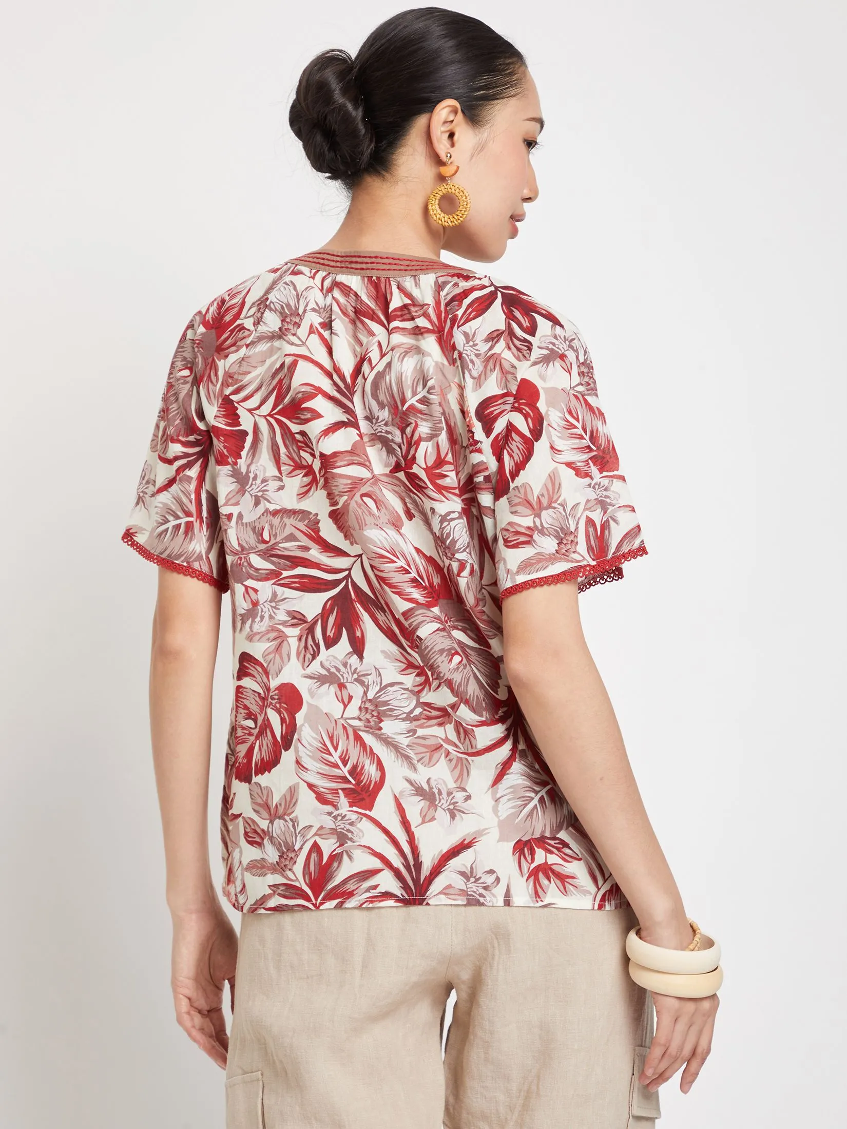 JOURNAL Women Blouse Batwing Sleeves Cotton Woven